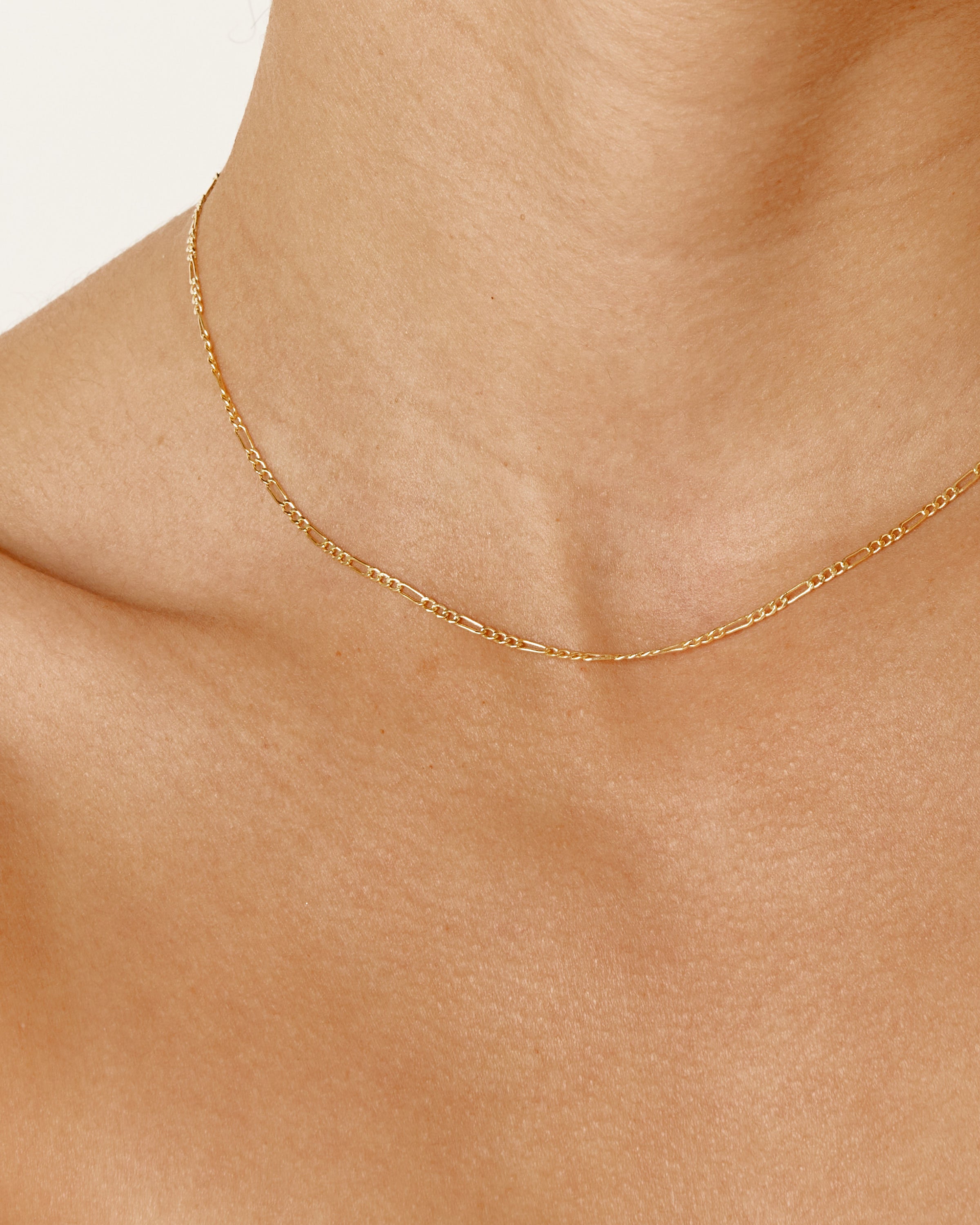 Figaro Chain Necklace in 14k Gold