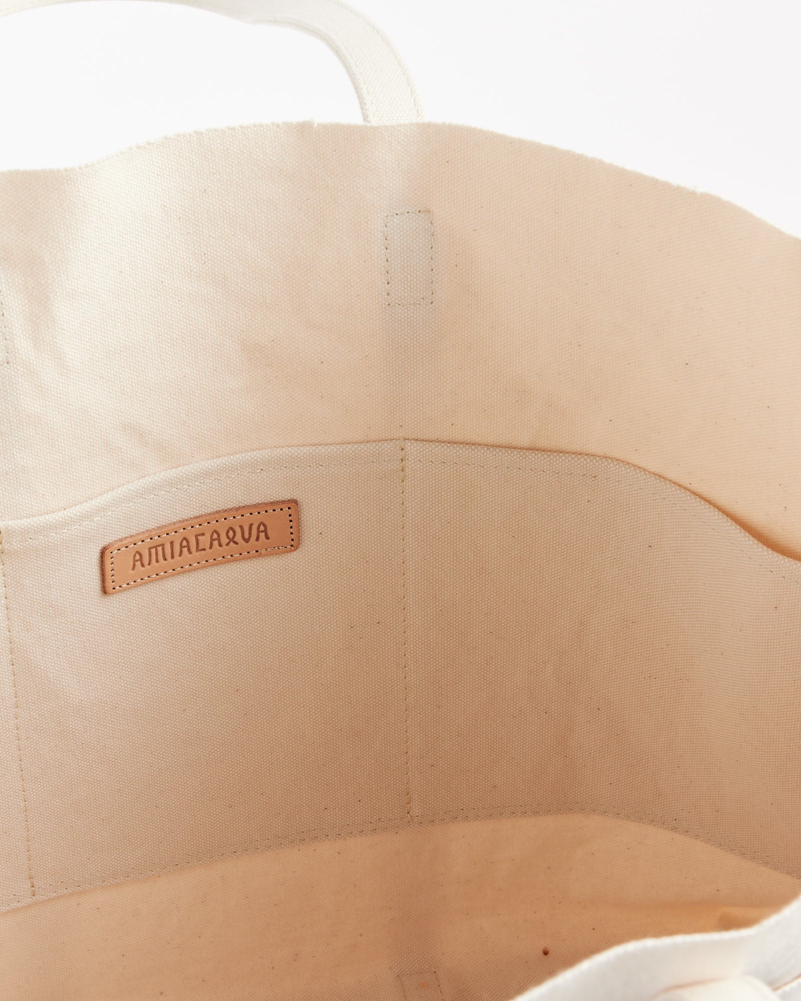 Washed Canvas 6 Pockets Tote in White