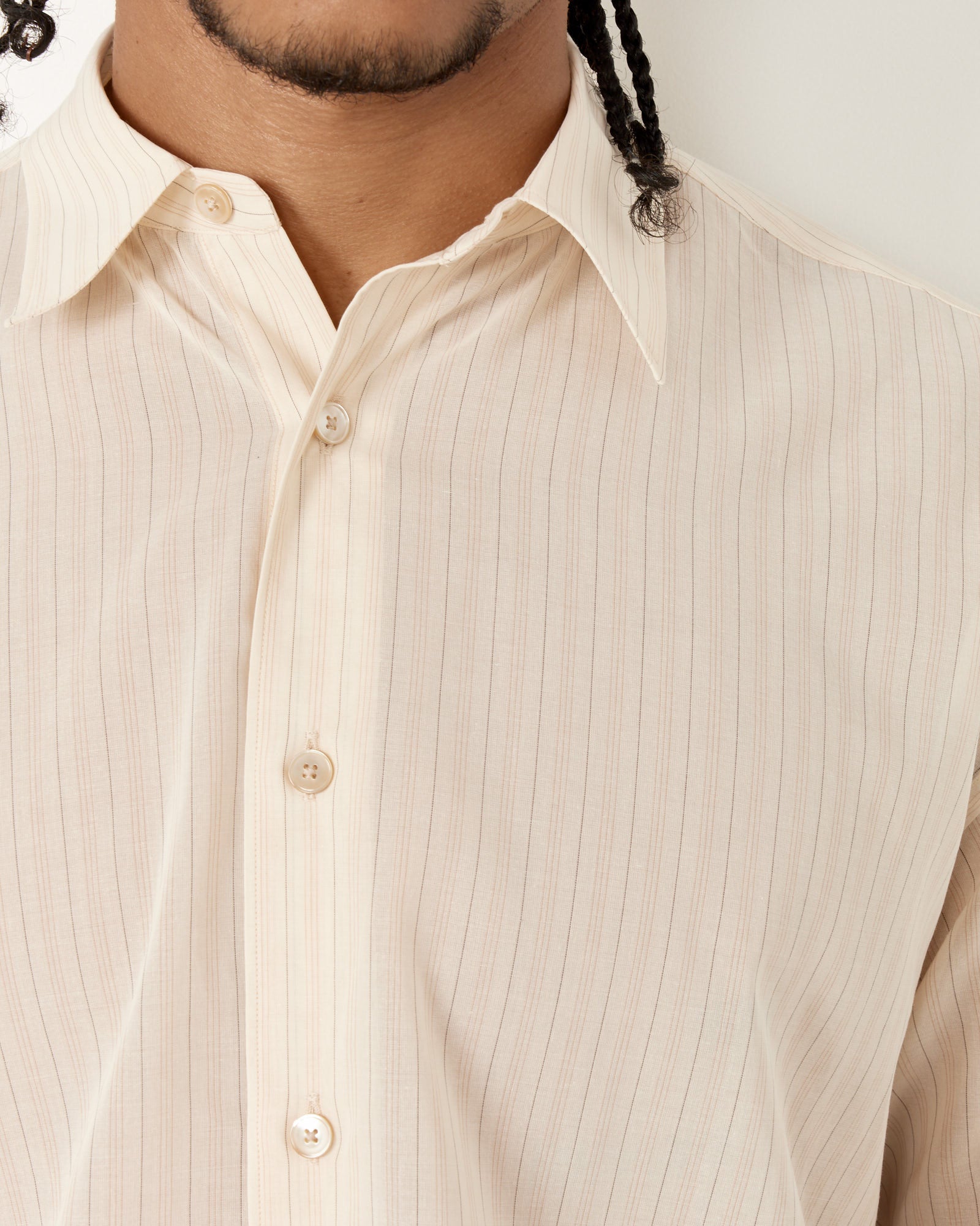 Organdy Stripe Shirt in Light Beige