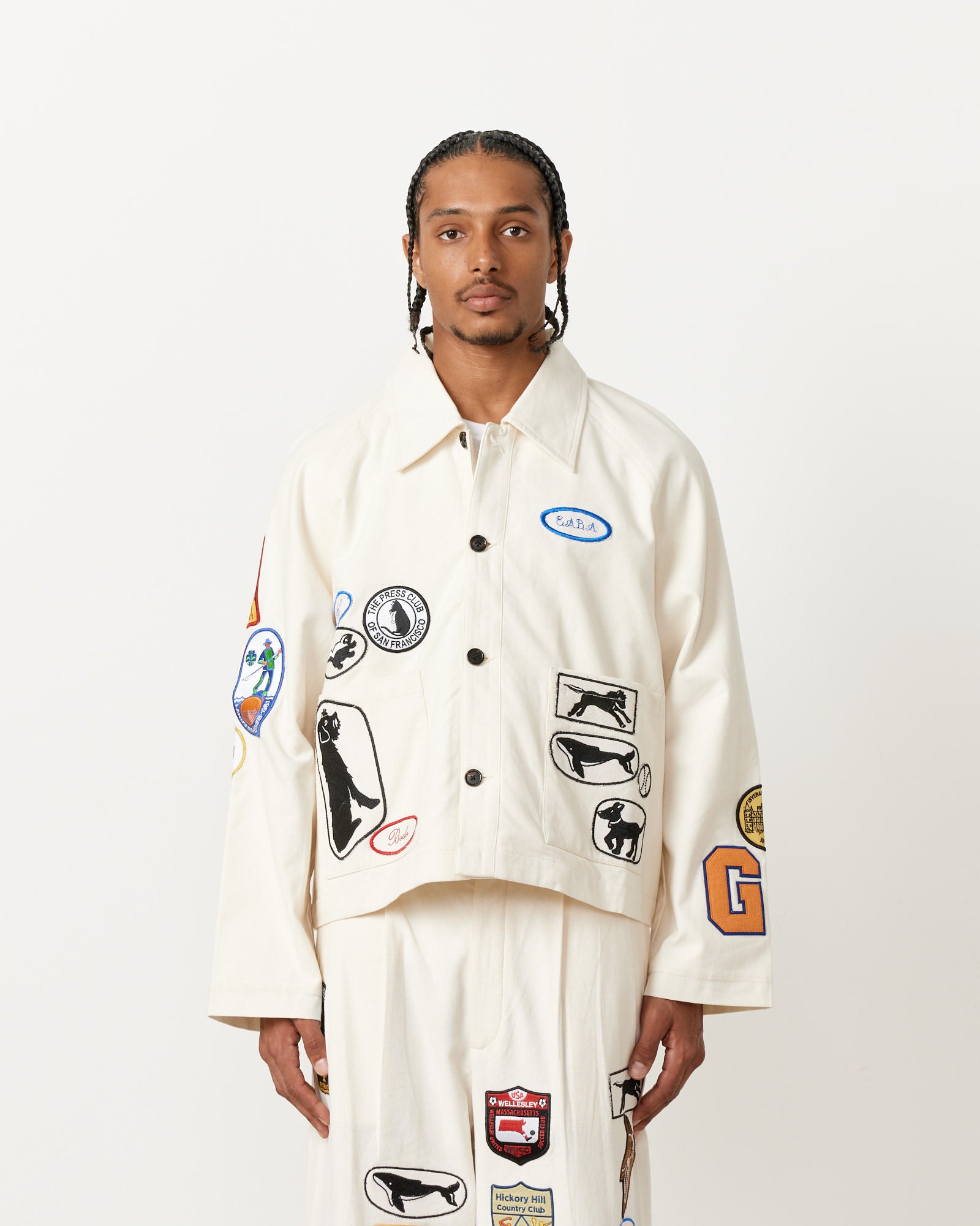 Cambridge Patch Jacket in White Multi