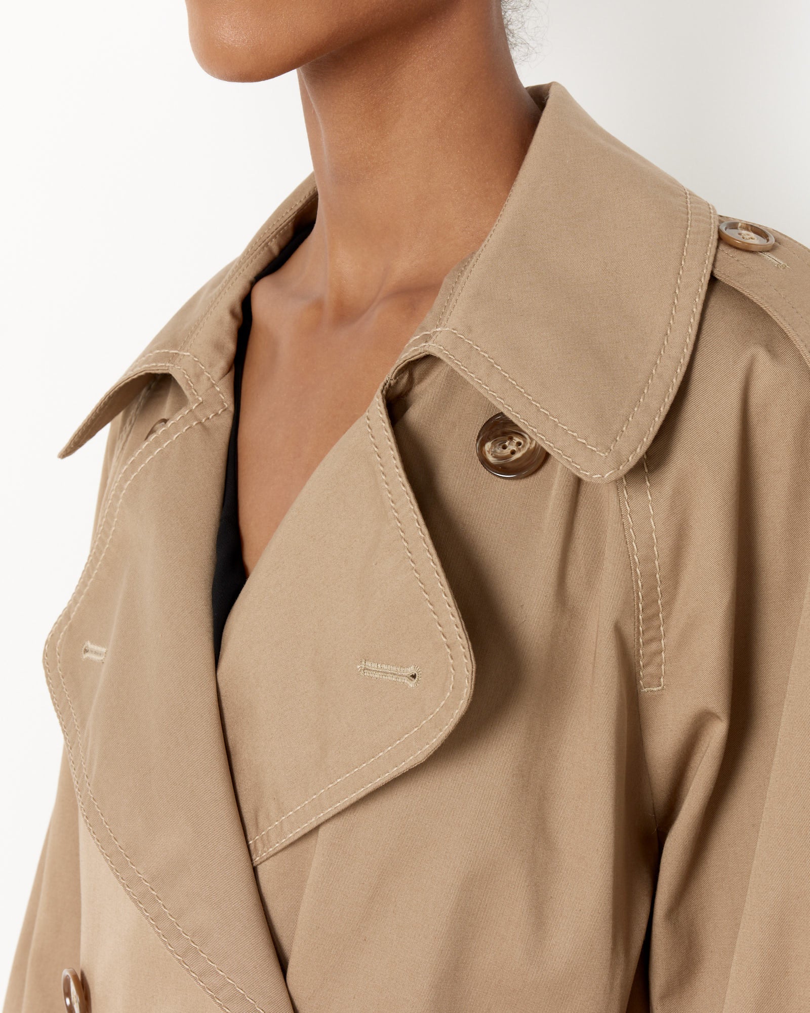 Double-Breasted Trench Coat in Cold Beige