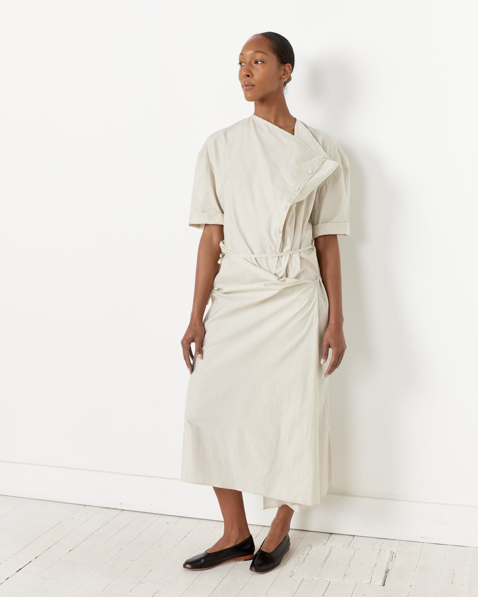 Short Sleeve Wrap Dress in Pale Mastic