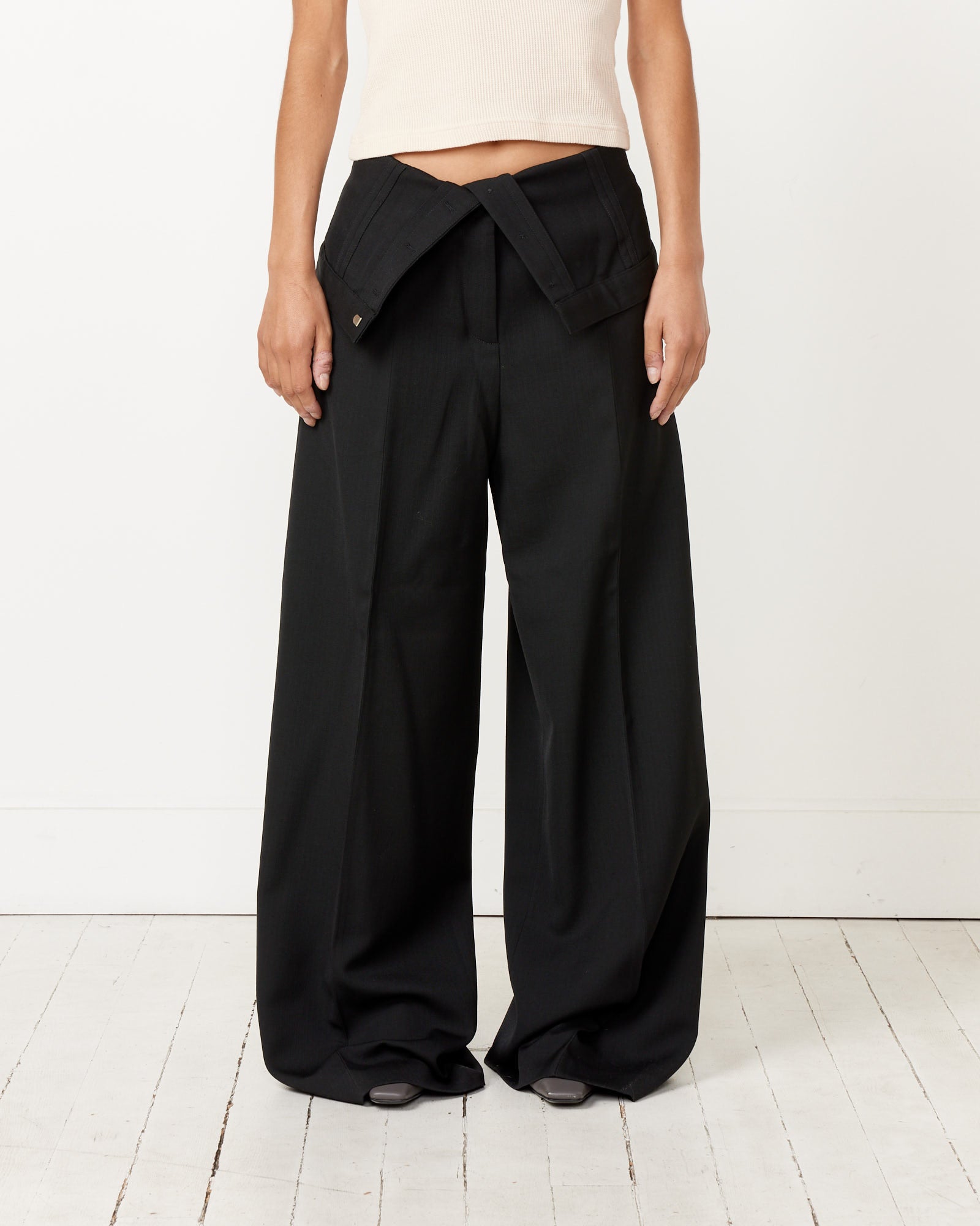 Tailored Wool Blend Trousers in Black - Main Image