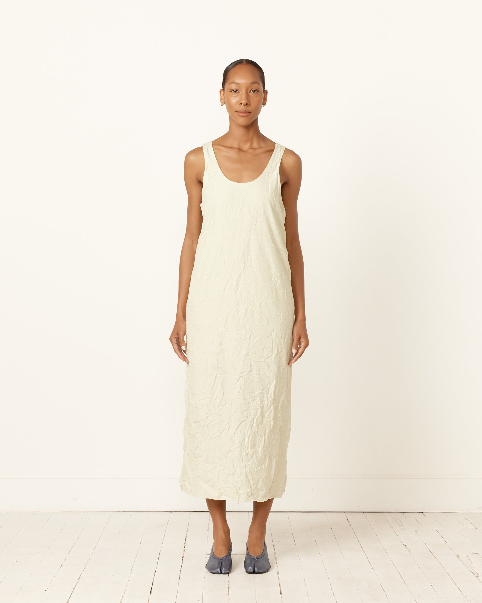 Wrinkled Twill Dress in Light Green Wrinkled Twill Dress in Light Green