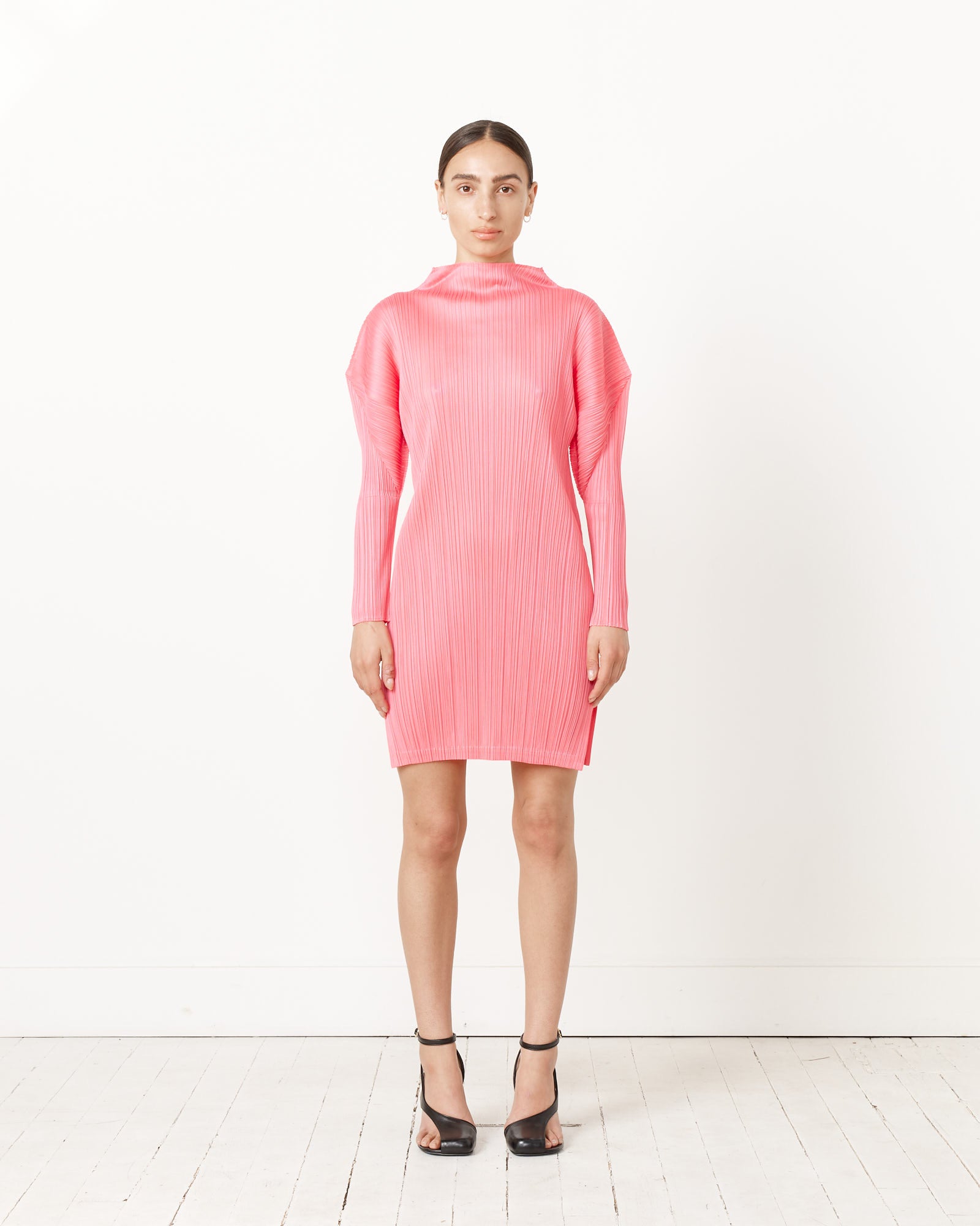 pleats please pink dress Issey Miyake Pleats Please Womens Bright Pink February Pleated Knitted Midi Dress
