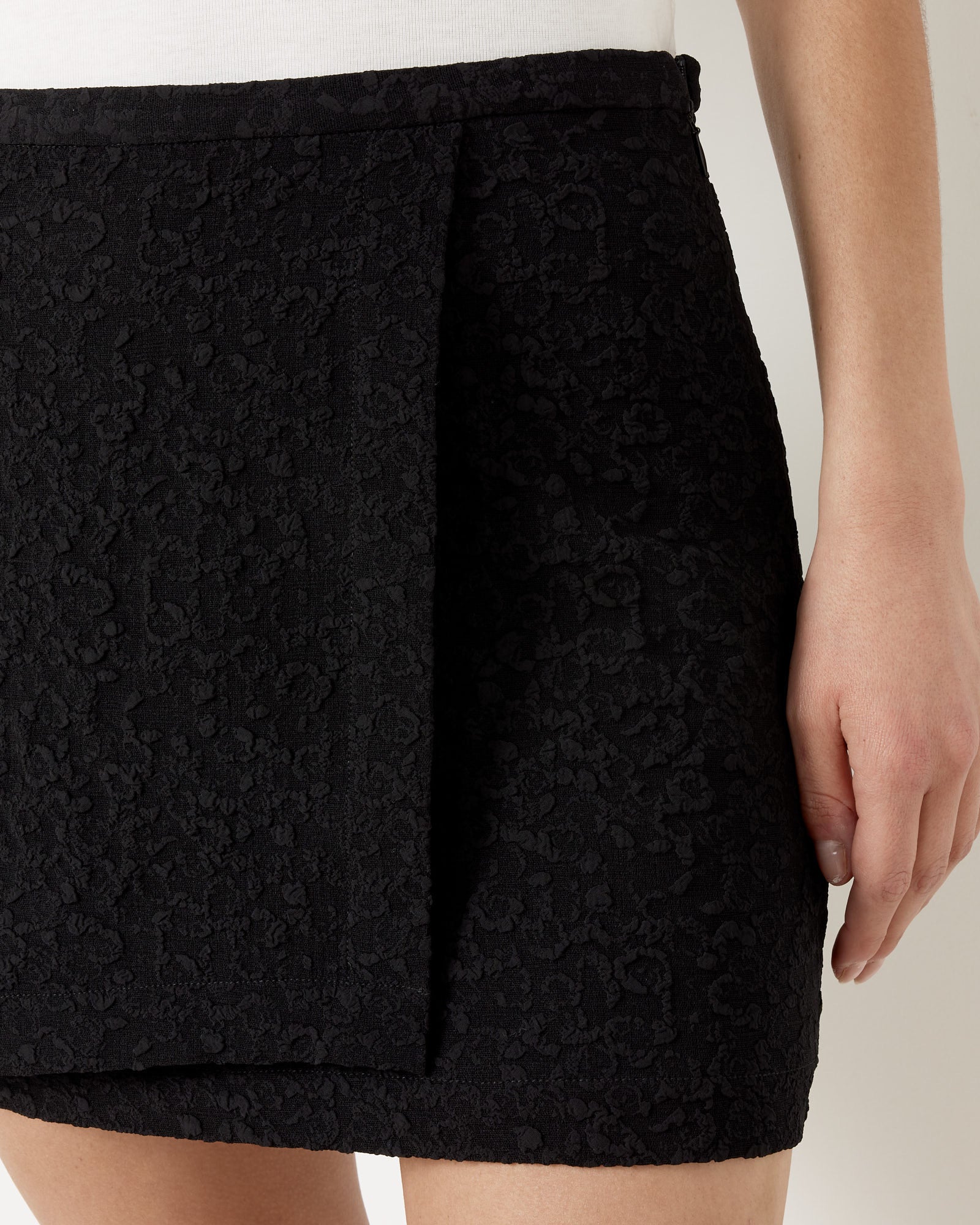 Textured Suiting Mini Skirt in Black