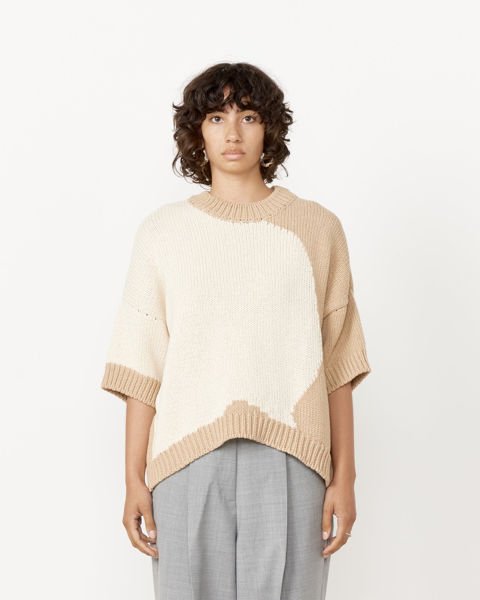 Cotton Sweater in Taupe Bicolor