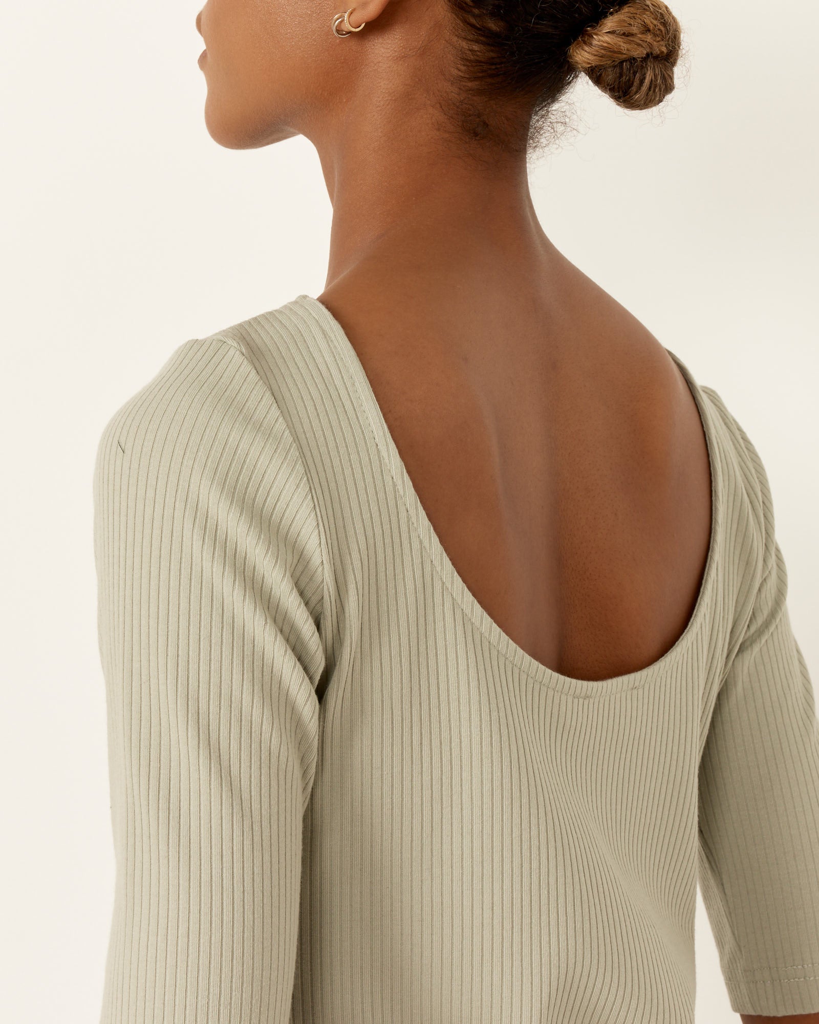 Scoop Back Ribbed Top in Mint