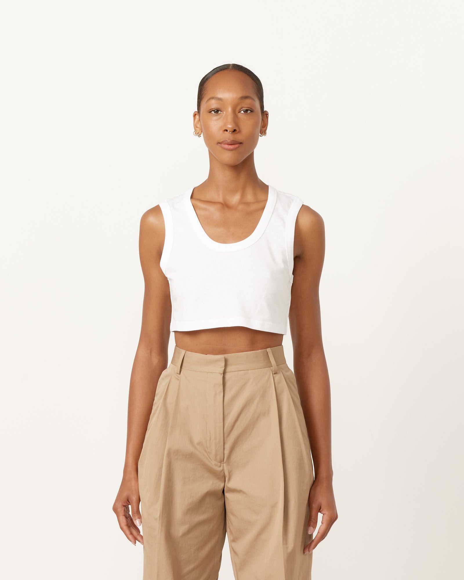 Cropped Tank Top in White1