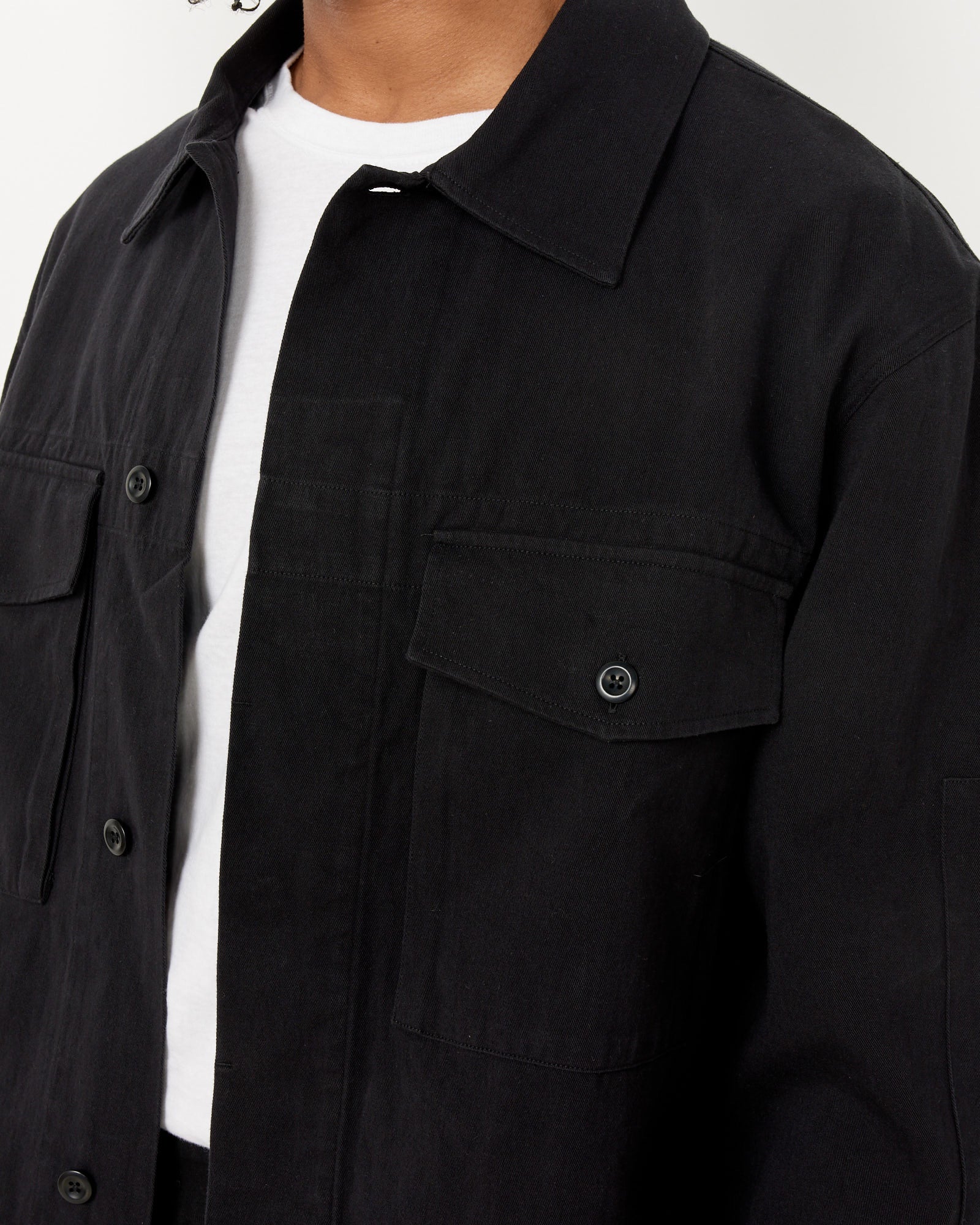 Drawcord Jacket in Black