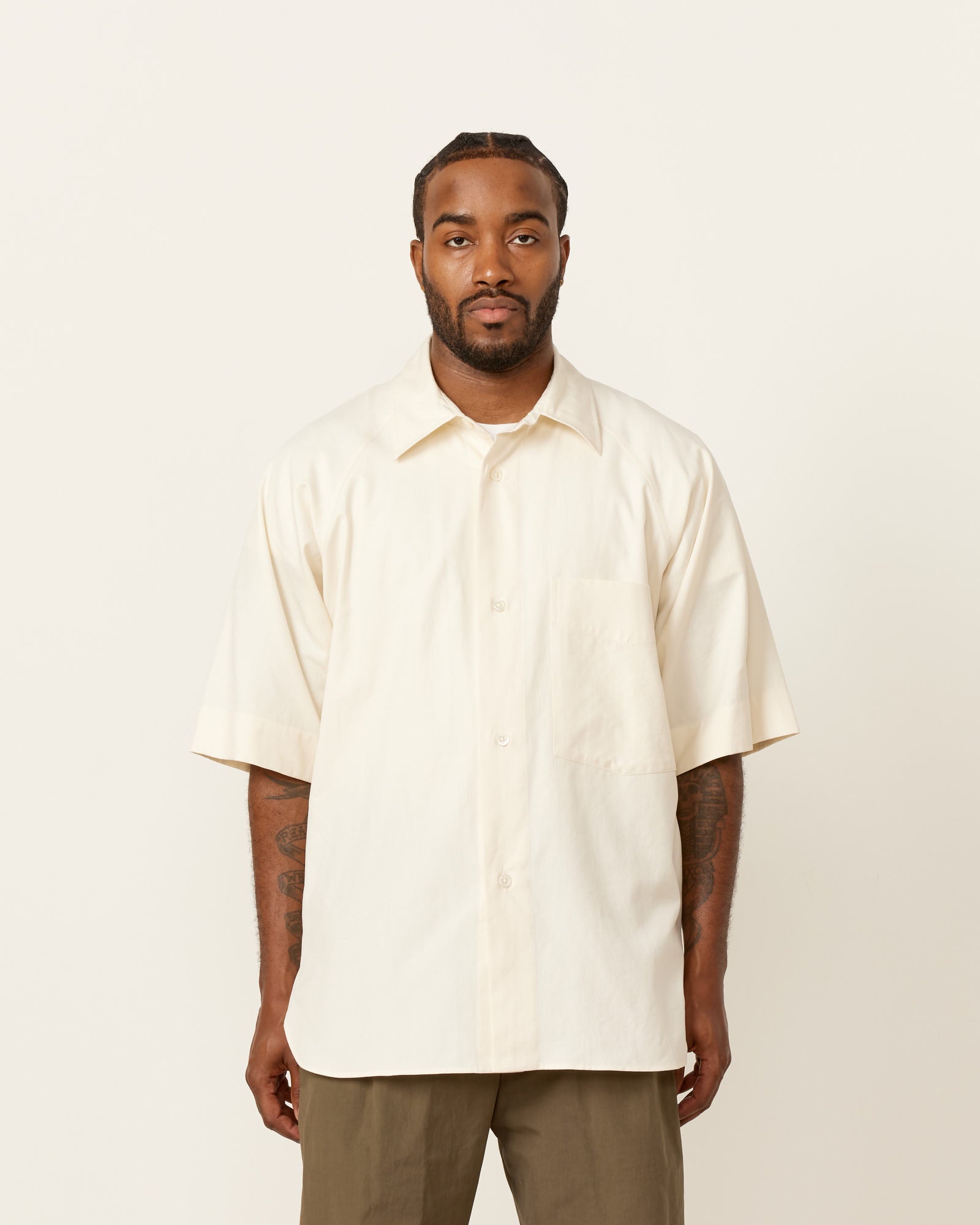 off white men's dress shirt Raglan Shirt in Off White
