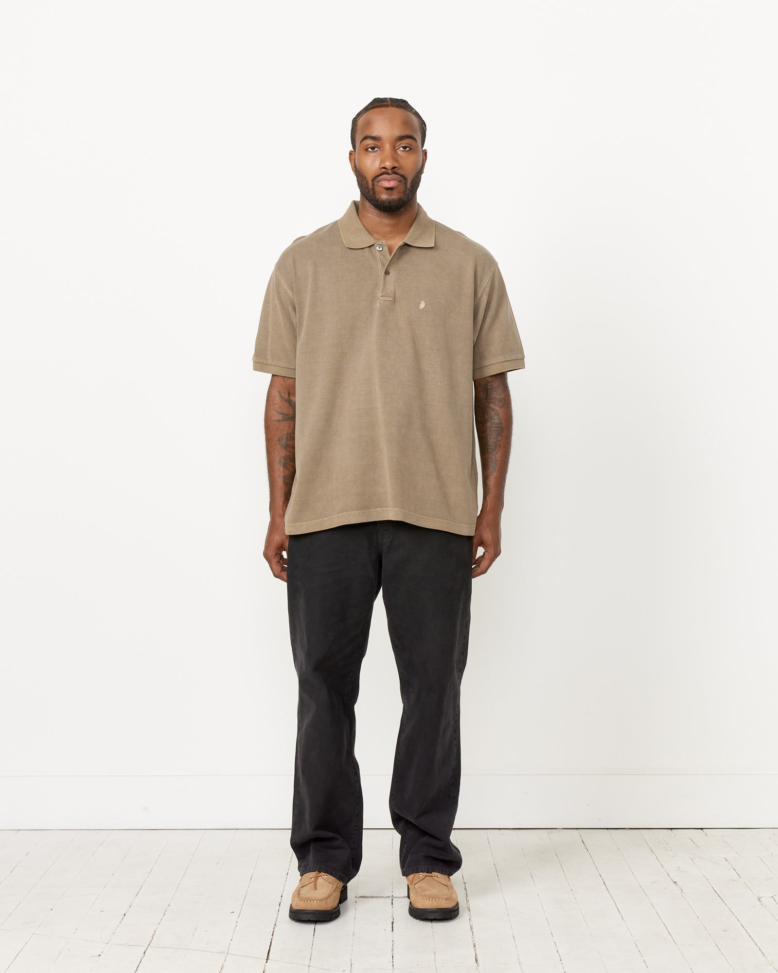 Pig Dyed Pique Polo in Taupe