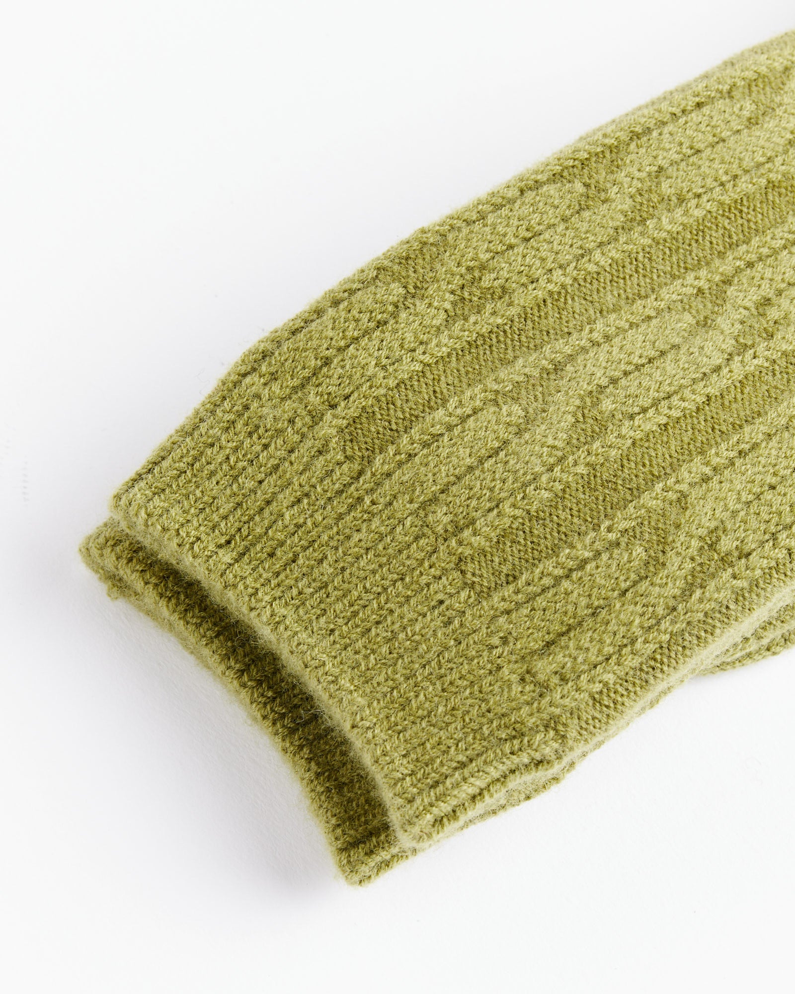 Cable Knit Dress Socks in Dark Lime