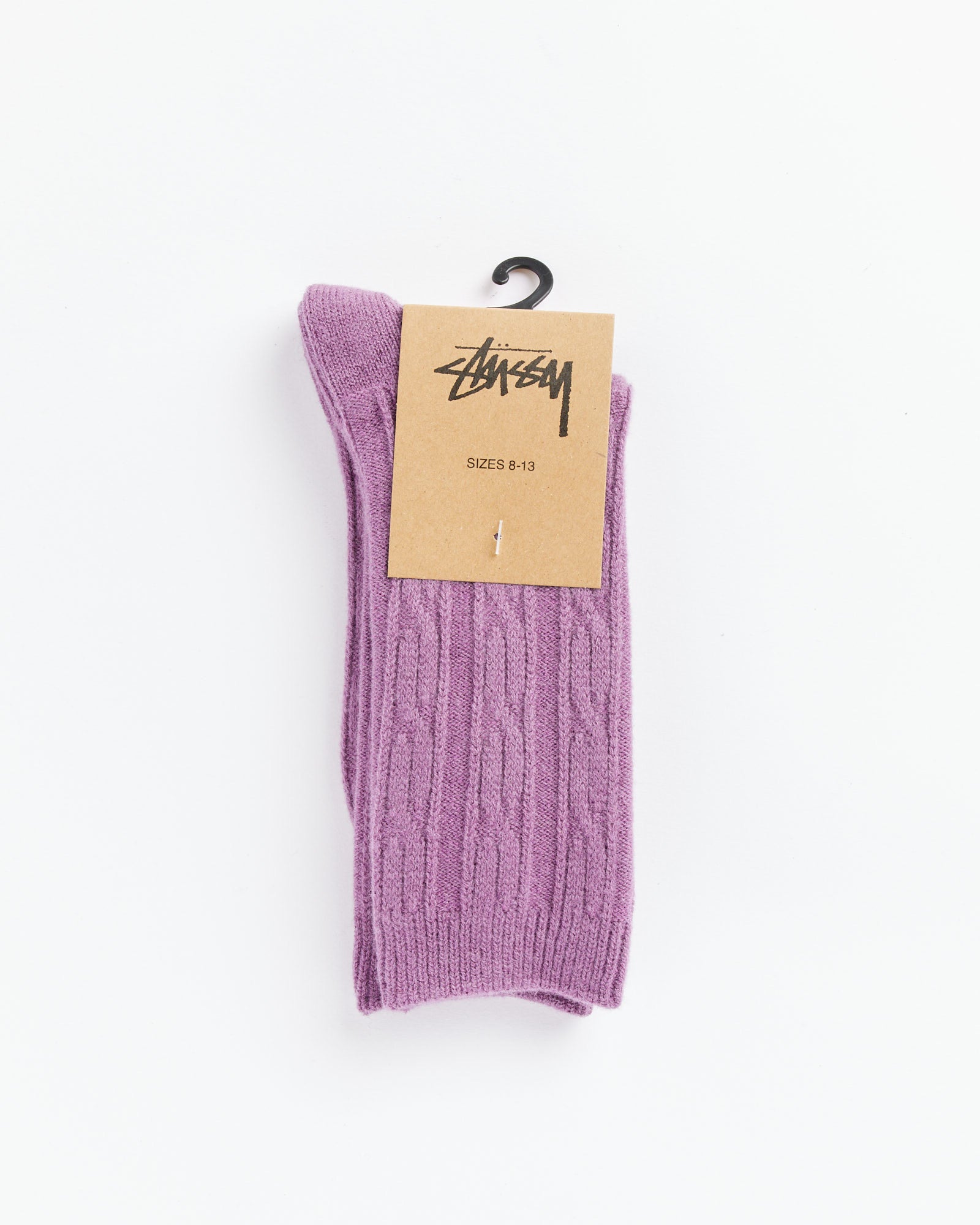 Cable Knit Dress Socks in Plum