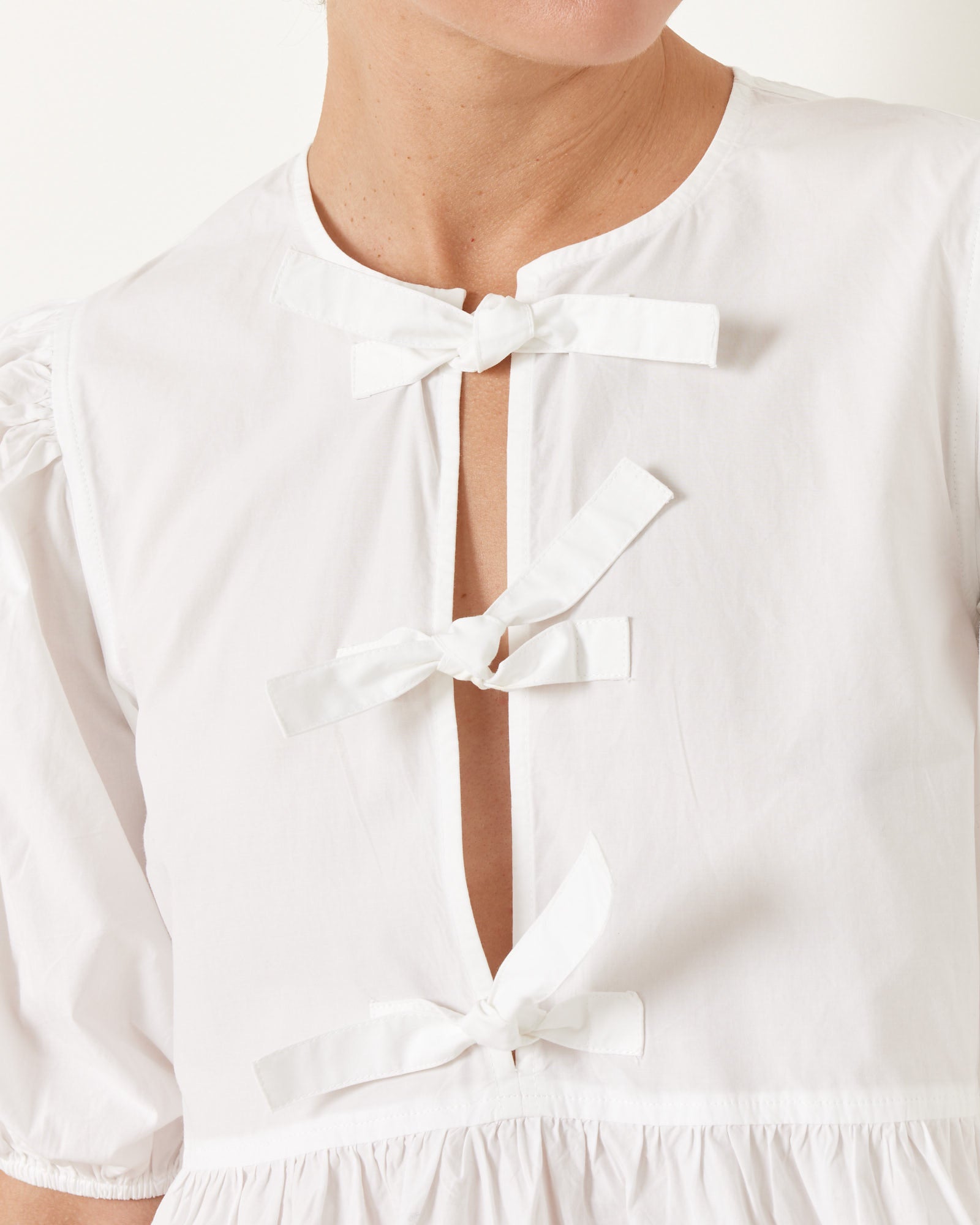 Tie String Mini Dress in Bright White