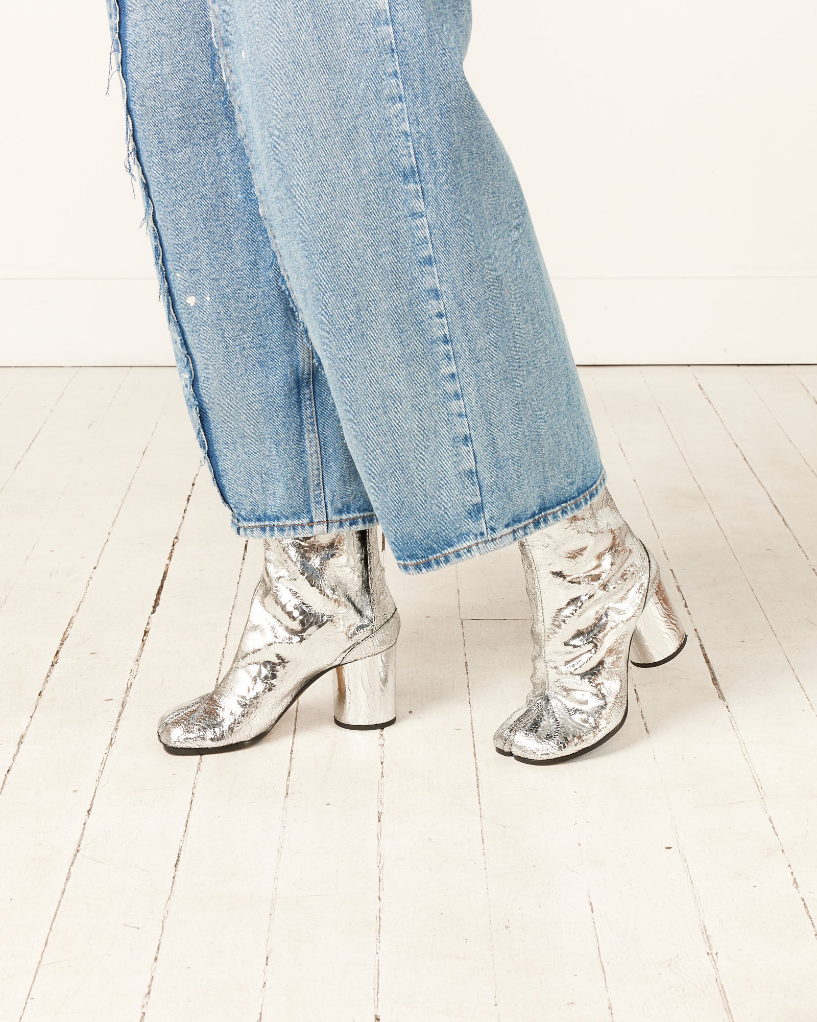 Tabi Ankle Boots in Silver