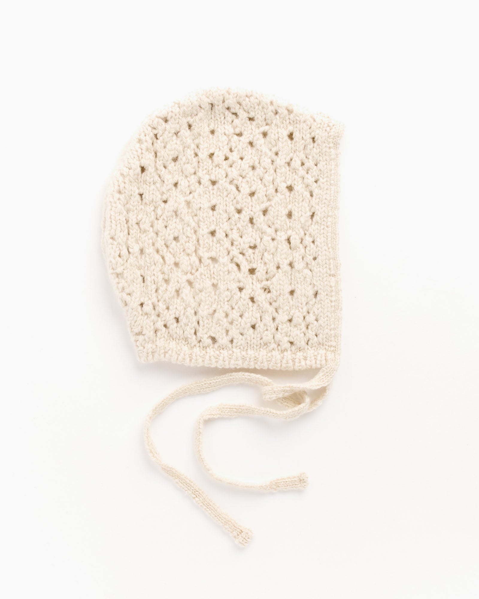 Crochet Knit Bonnet in Ecru - Main Image