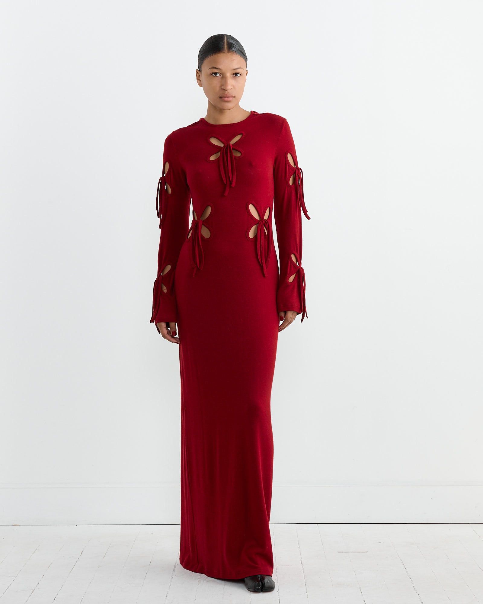 Knit Wool Petal Dress in Red Knit Wool Petal Dress in Red