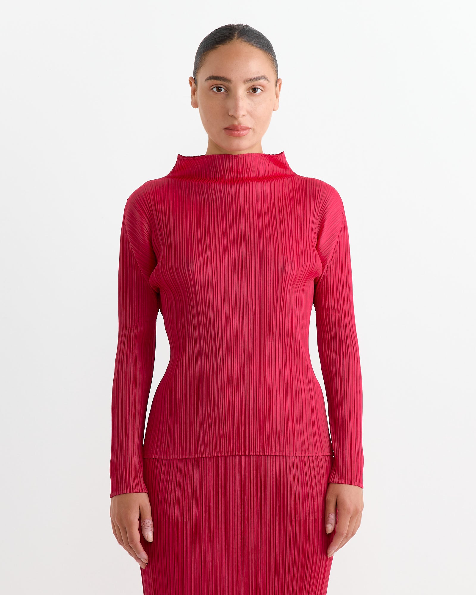 pleats please high neck dress Issey Miyake Pliss-effect Midi Dress