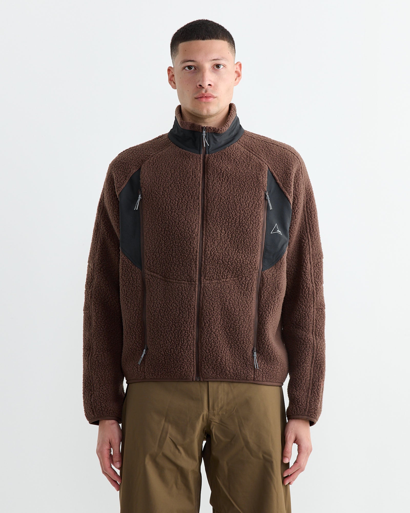 Polartec Fleece Jacket in Dark Brown/Black - Main Image