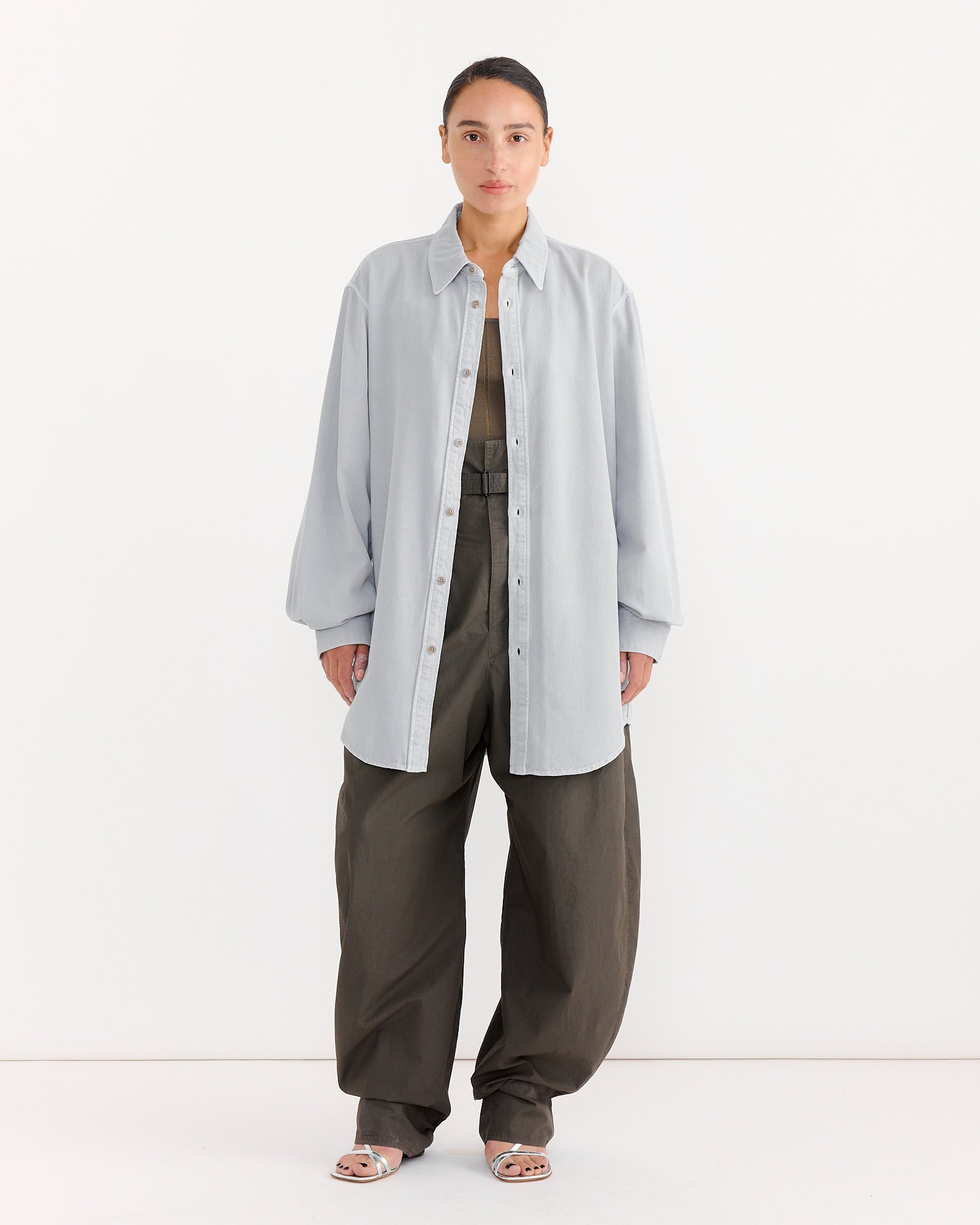 Relaxed Shirt in Snowy Blue Grey Relaxed Shirt in Snowy Blue Grey