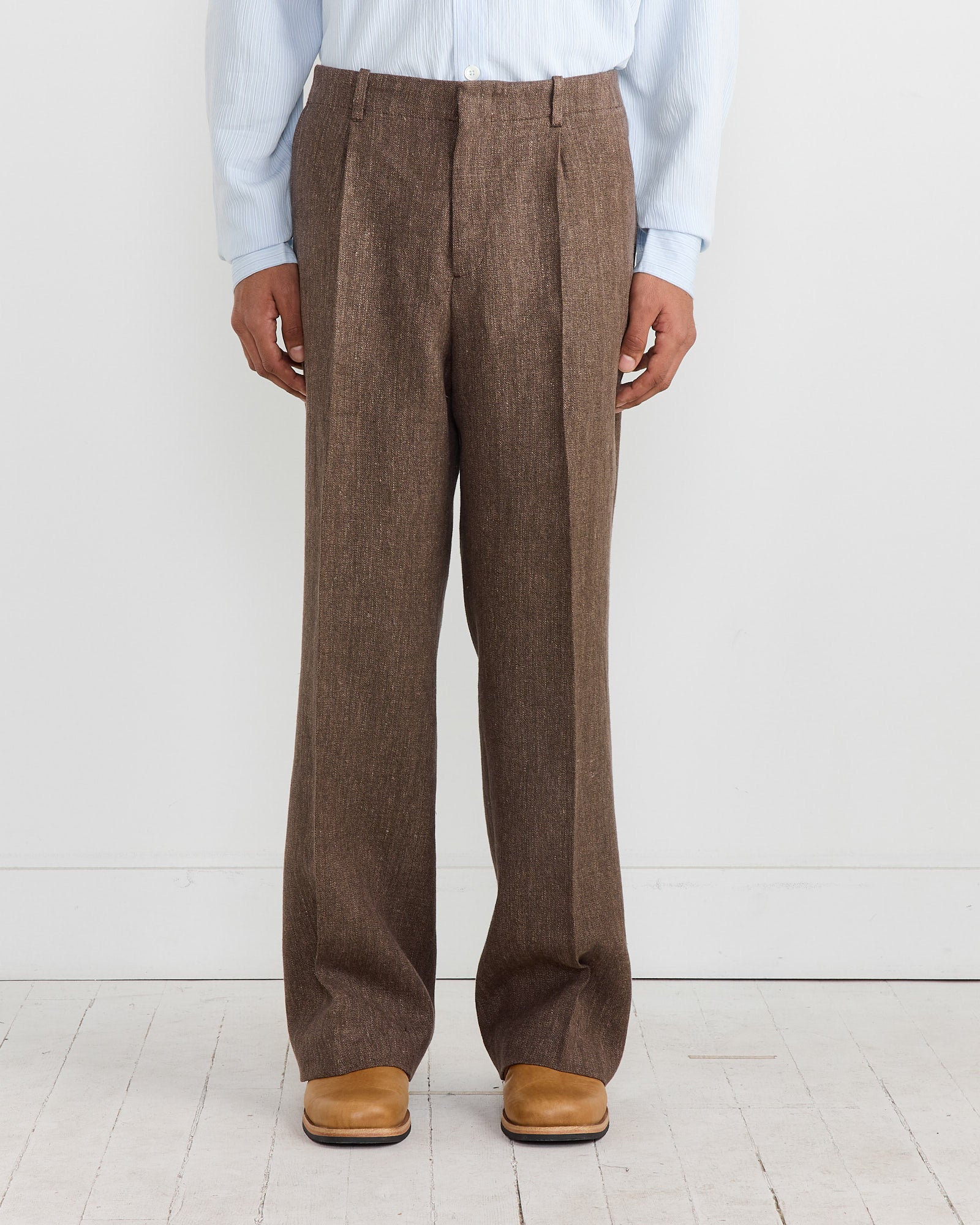 chino tobacco Men's Easy Pants with details scaled down for short men. Borrowed Chino in Tobacco