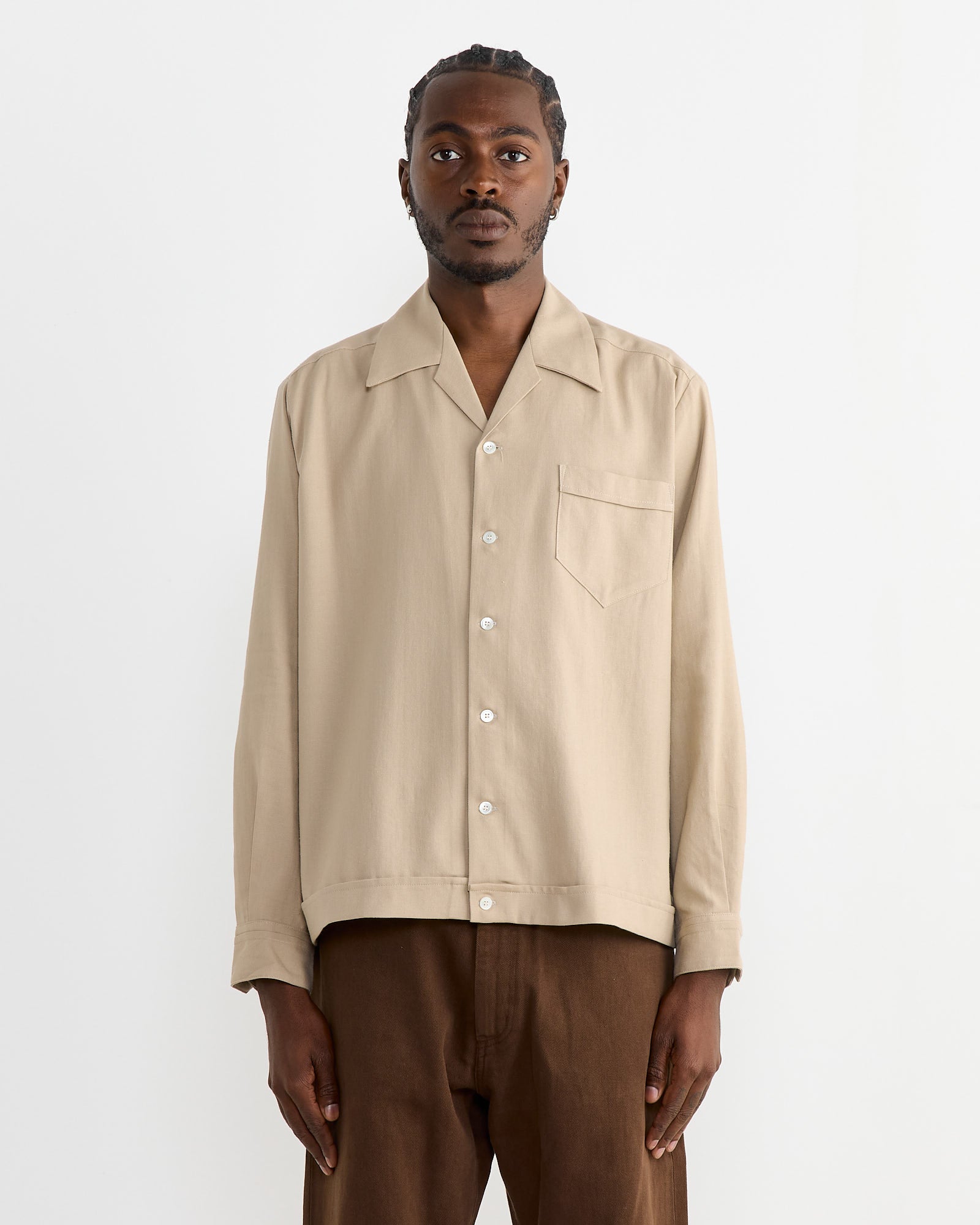 Zach Shirt in Cotton Silk Nep Sand Zach Shirt in Cotton Silk Nep Sand