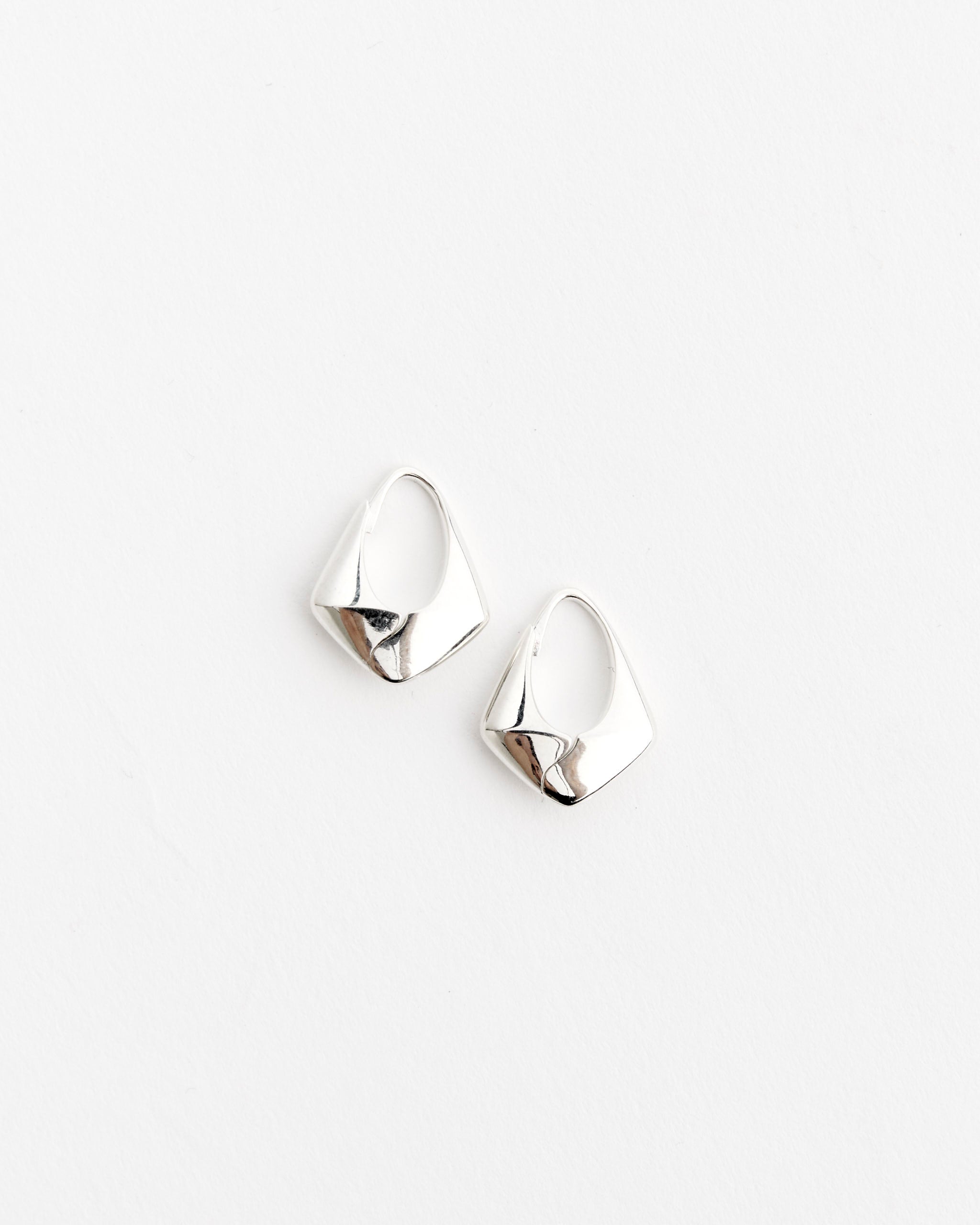 Small Pyramid Hoops in Sterling Silver