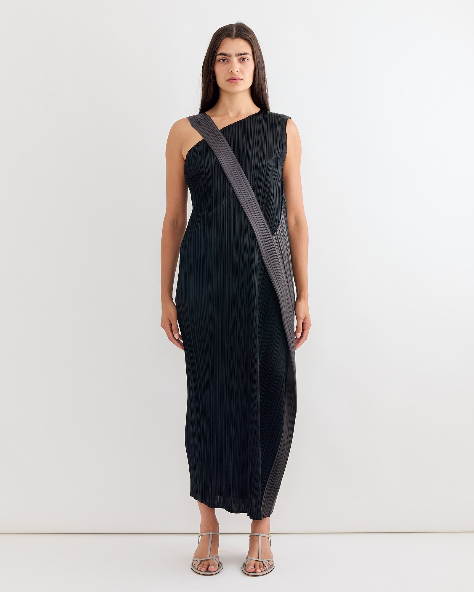 designer dresses miyake ISSEY MIYAKE Assemblage Short Sleeve Dresses IM31-KT780-11 Light Haze Tokyozakka