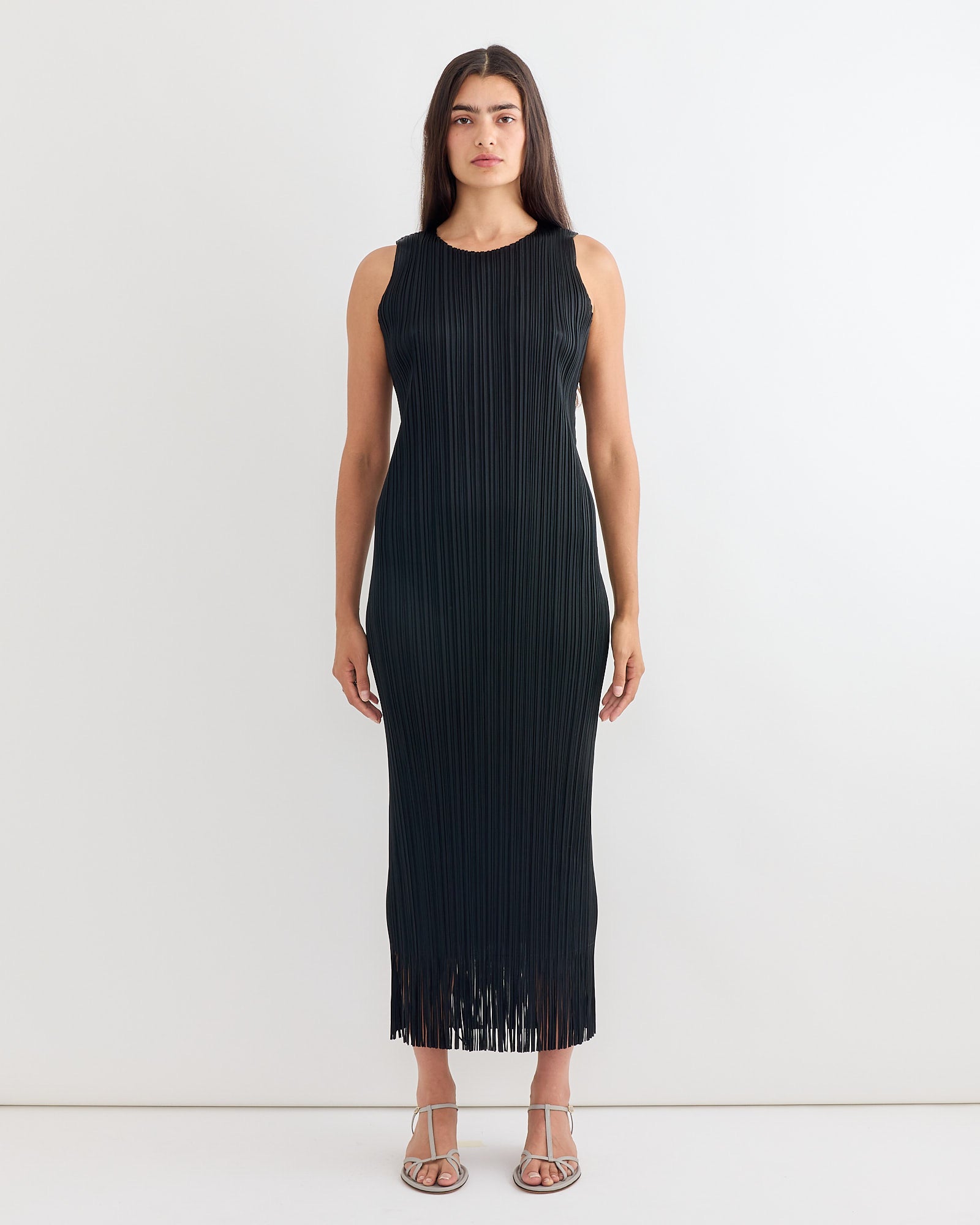 issey miyake pleated dress Wave Dress in Black