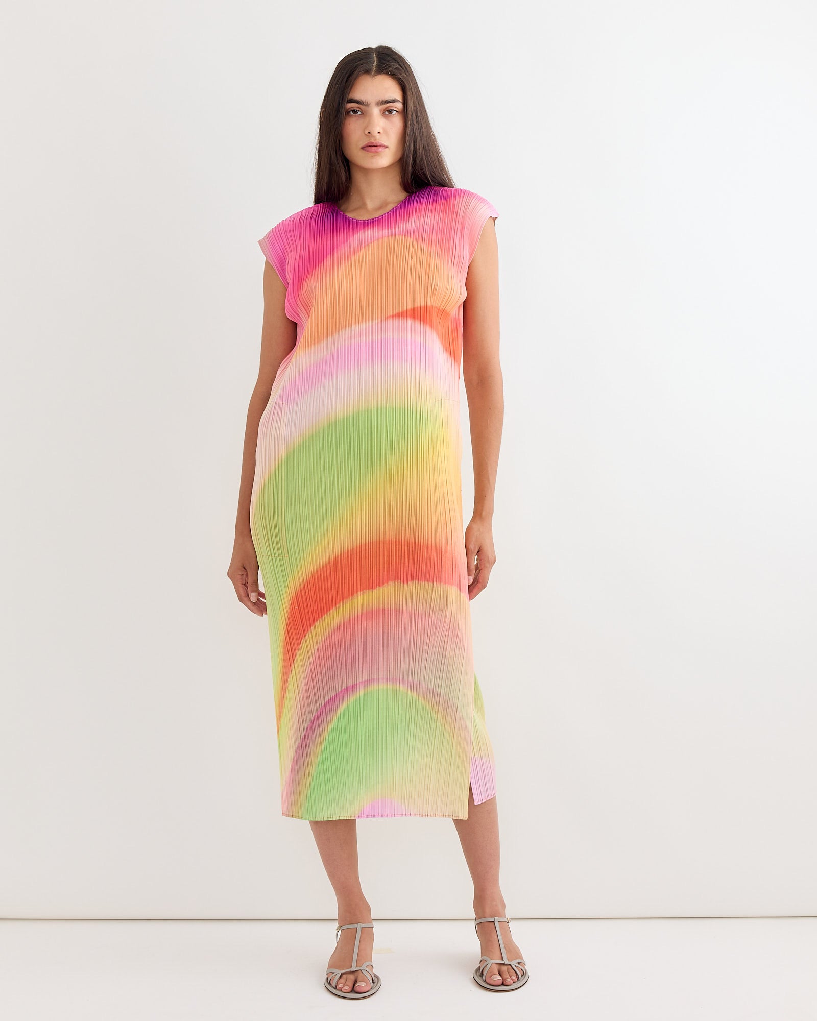 open lace back dress Daleyza Multi Color Long Sleeve Pleated Dress