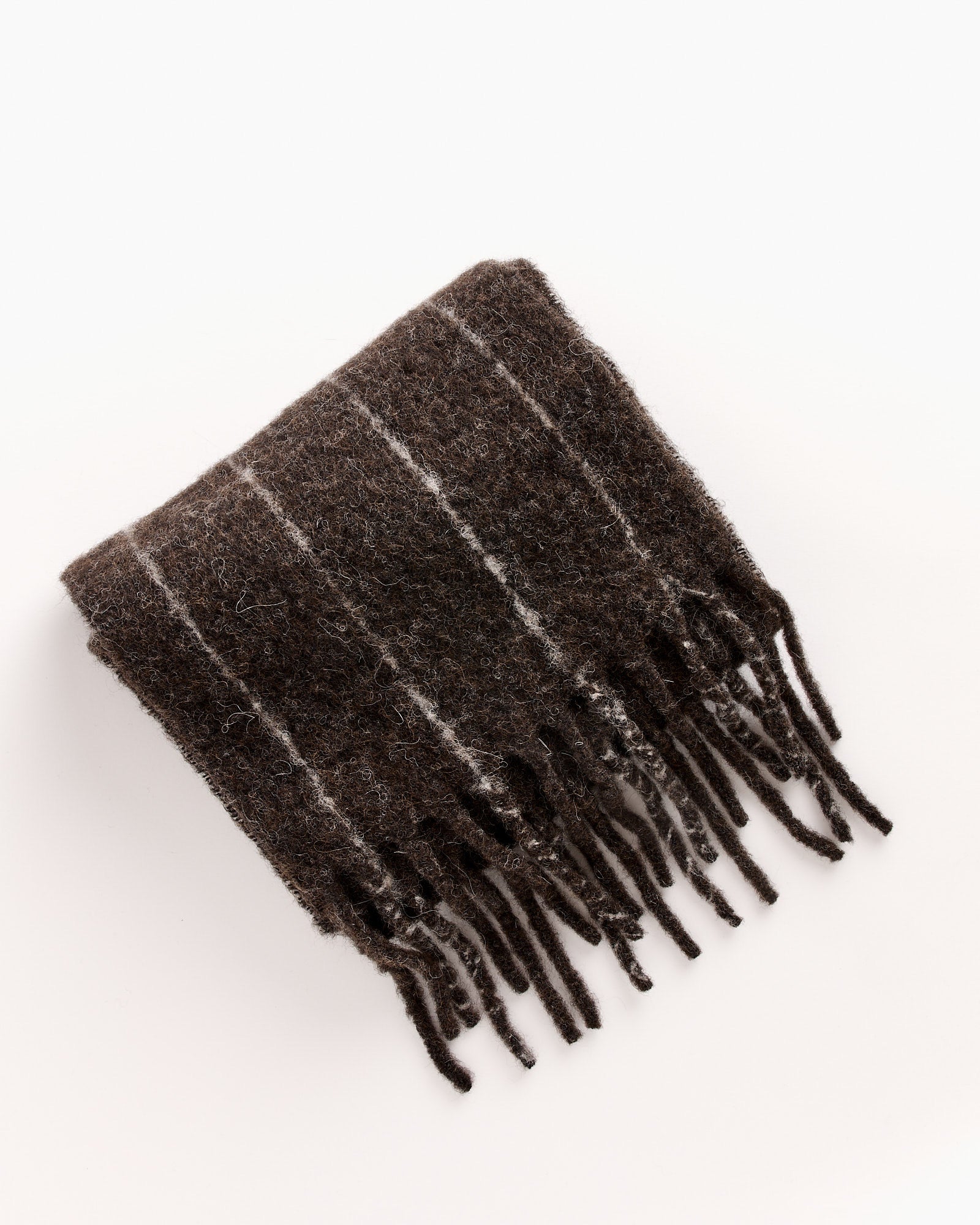 Estate Scarf in Brown Pinstripe Fuzzy Alpaca