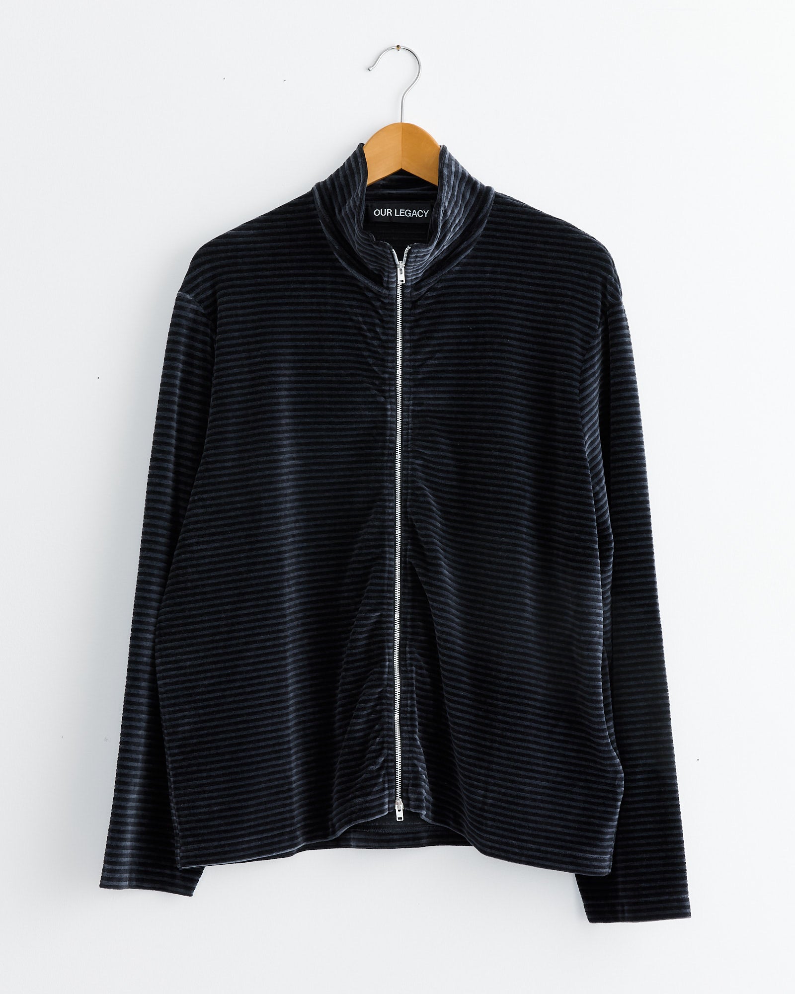 Shrunken Full Zip Polo in Phantom Stripe