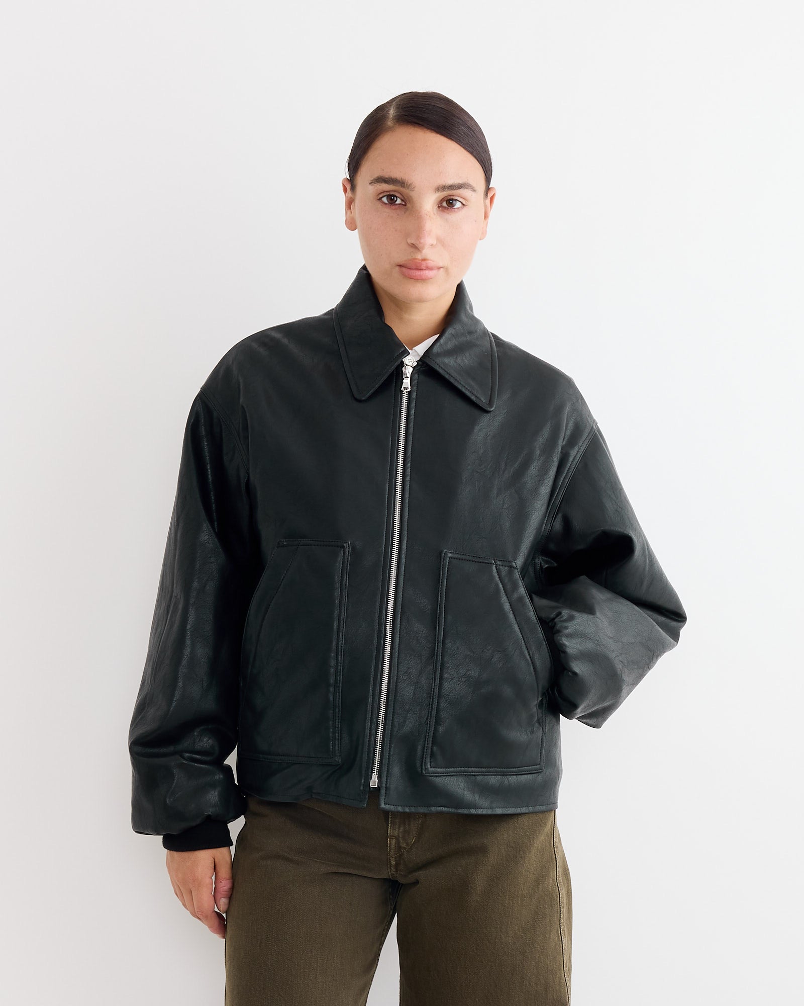 falls creek”XL“黒”leather “bomber jacket Falls Creek Leather Bomber – AntsCurated