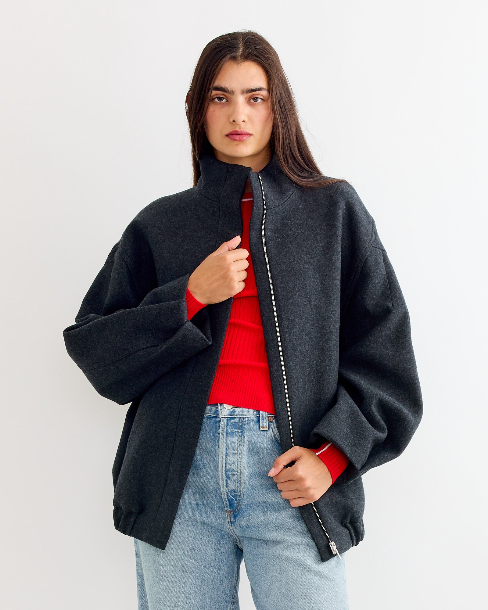 Loose Fit Jacket in Dark Grey