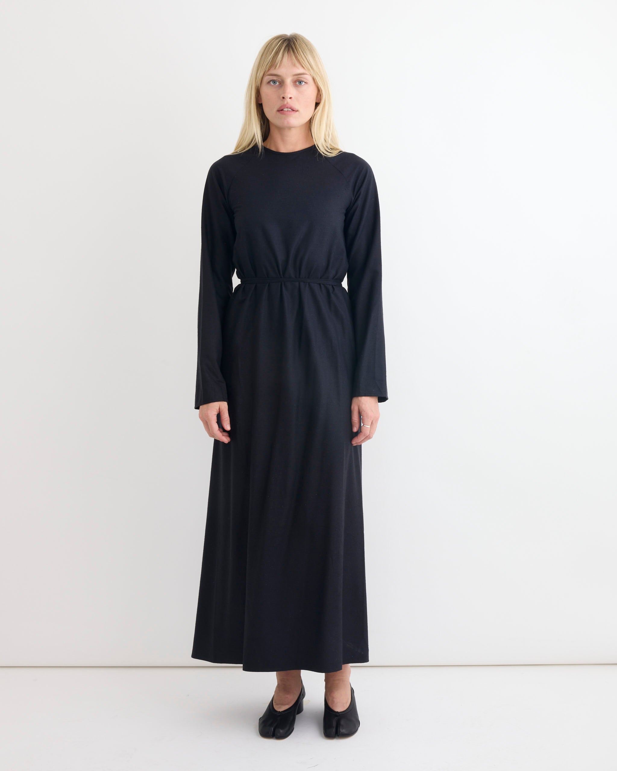 Baserange Wild Silk Long Sleeve Apron Dress, Black / M