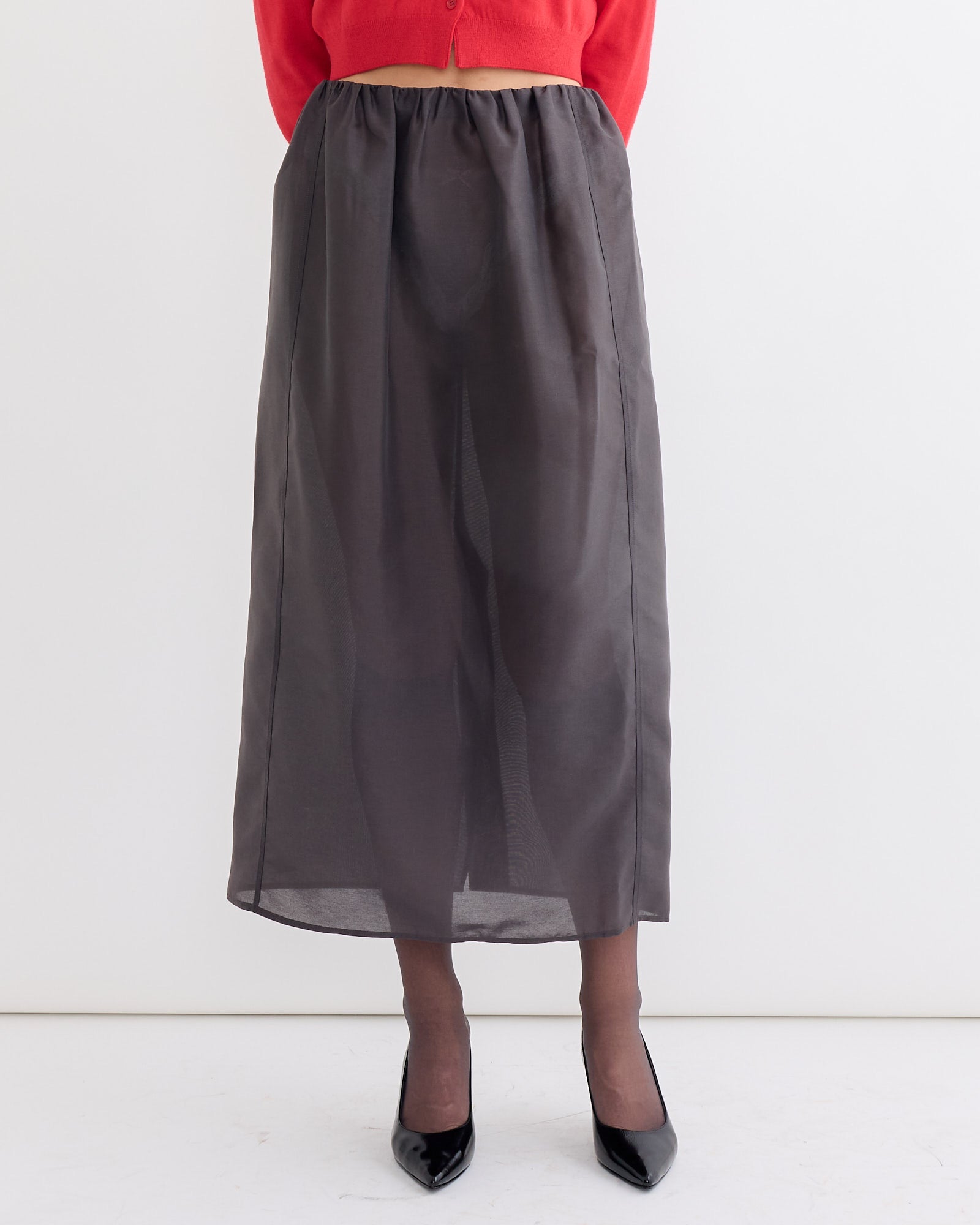 Organza Layered Skirt in Charcoal - Main Image