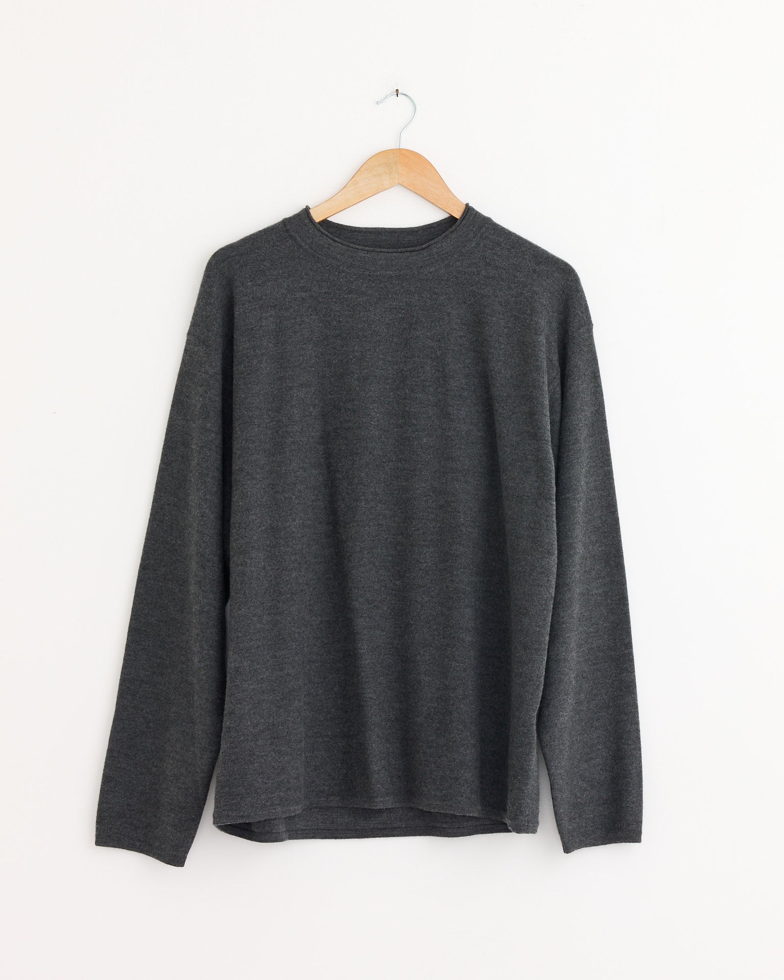 Felted Merino Crewneck in Grey Melange