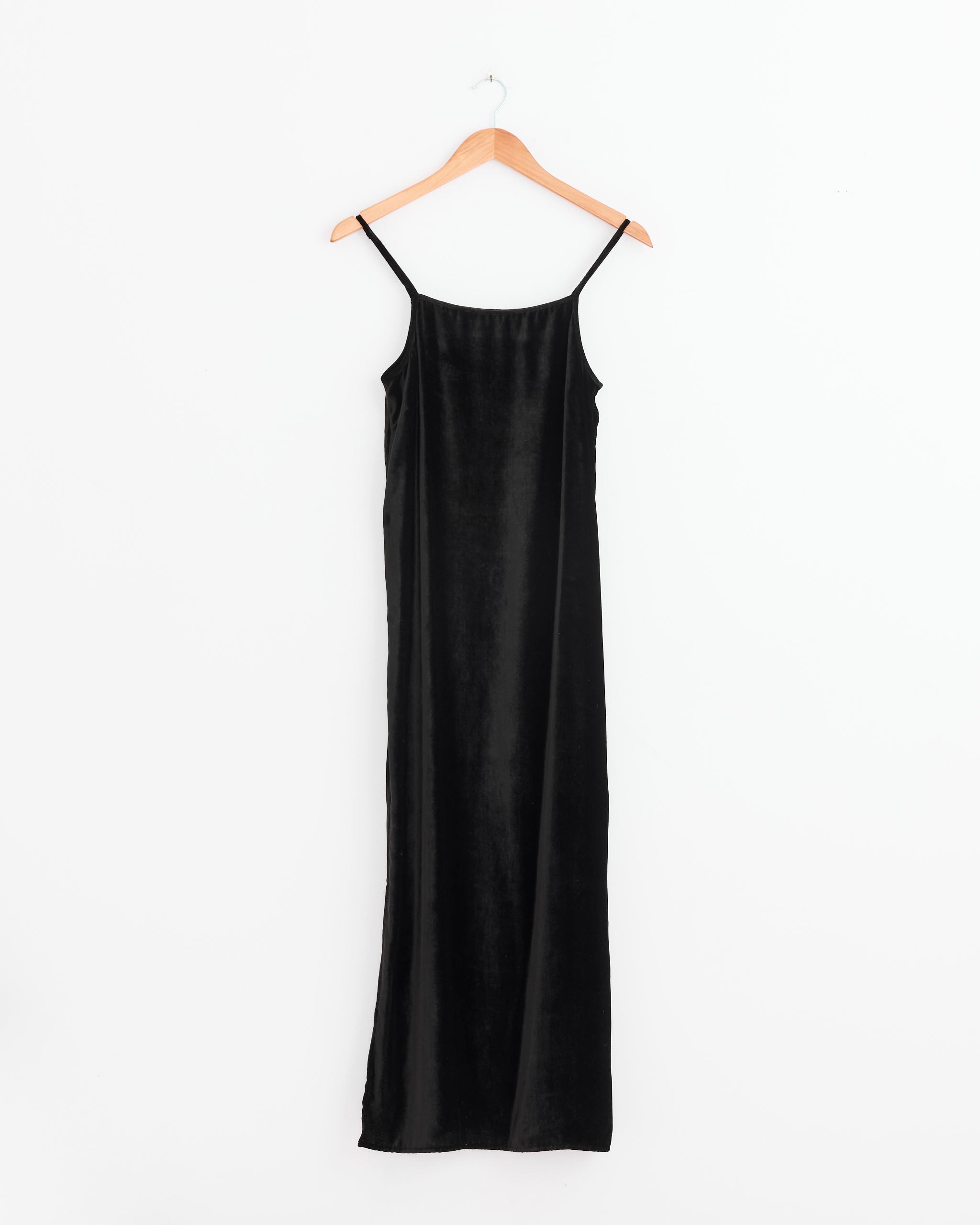 Velour Slip Dress in Black Velour Slip Dress in Black