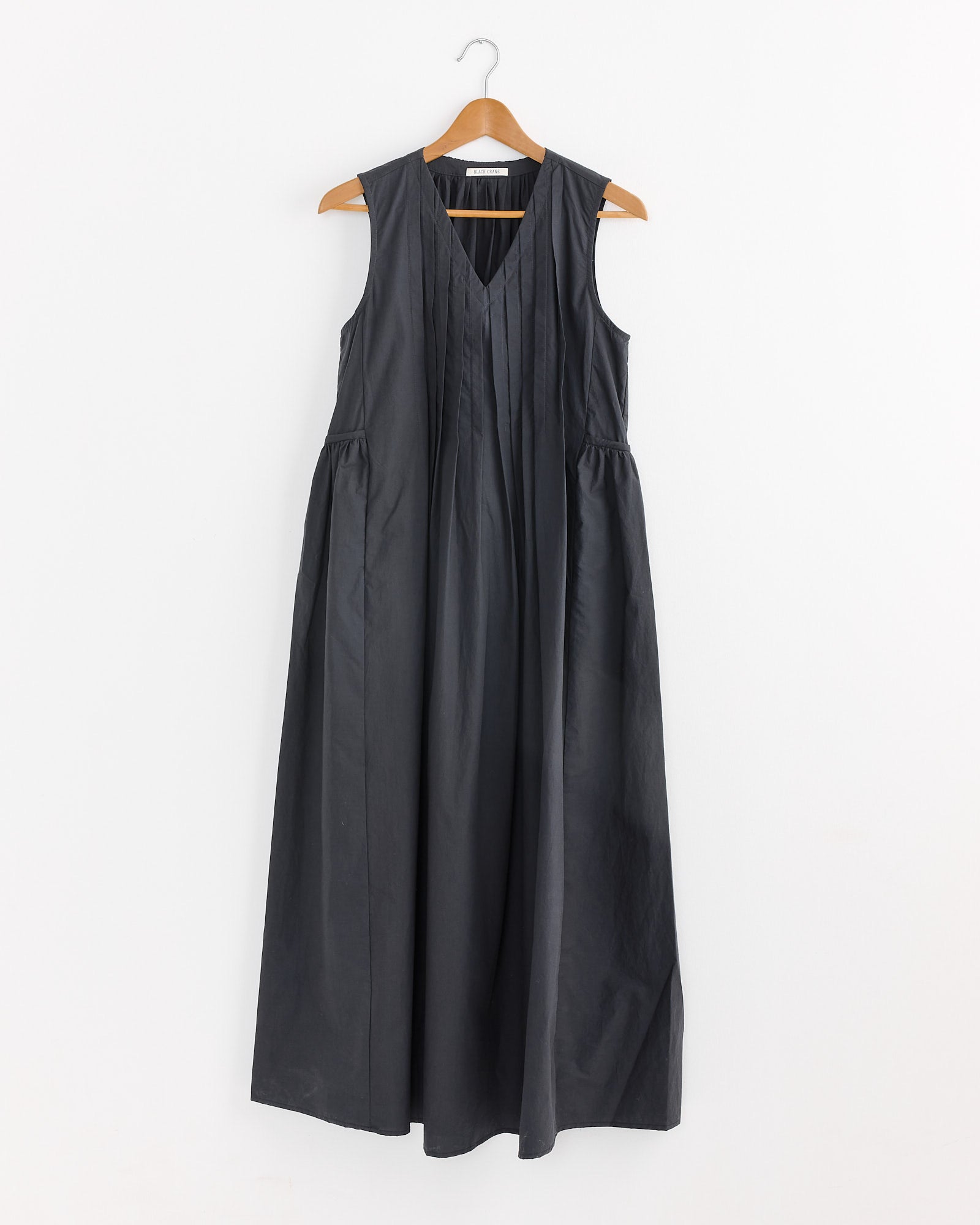 black crane long linen dress BLACK CRANE LONG LINEN DRESS