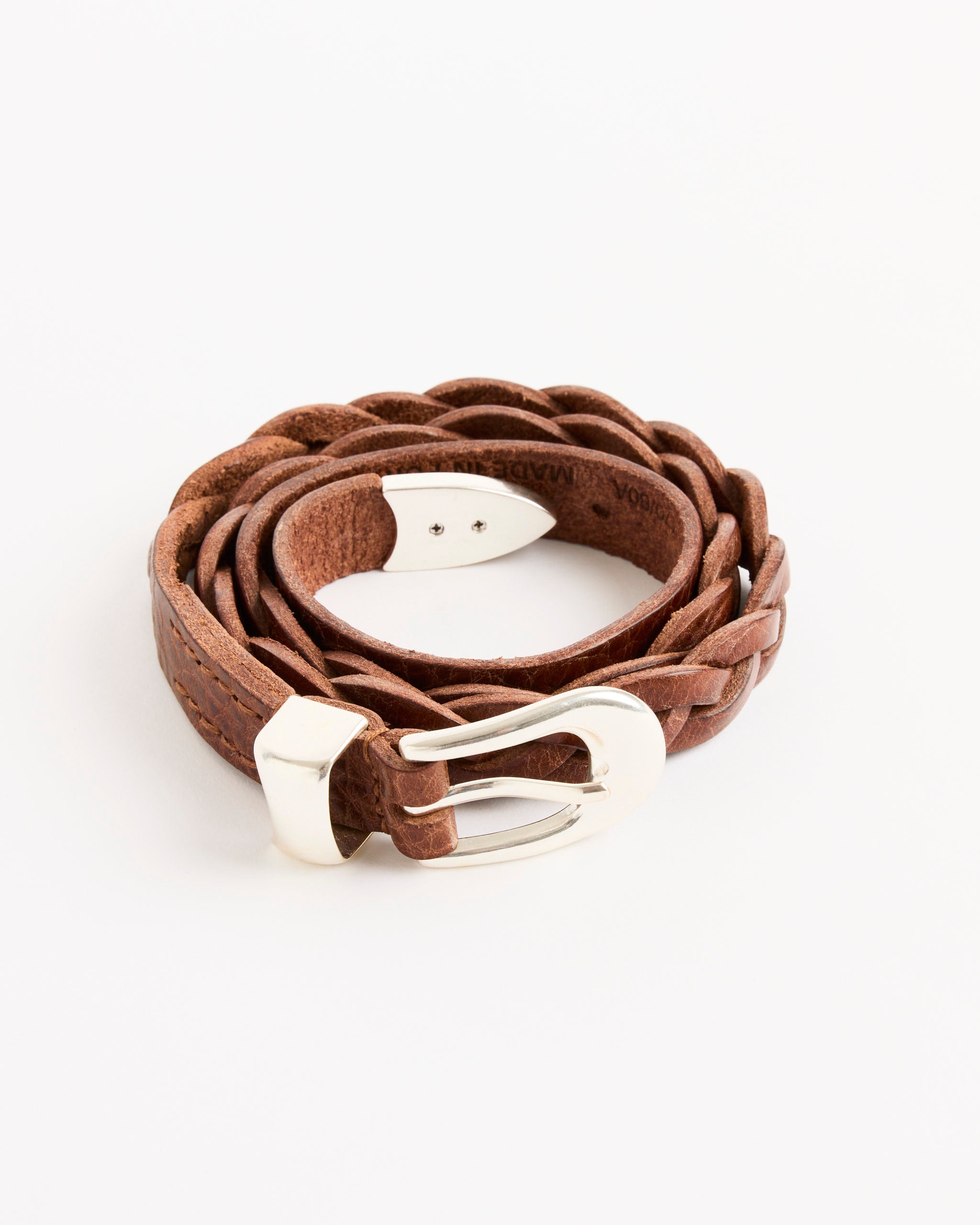 2 CM Braided Belt in Cognac