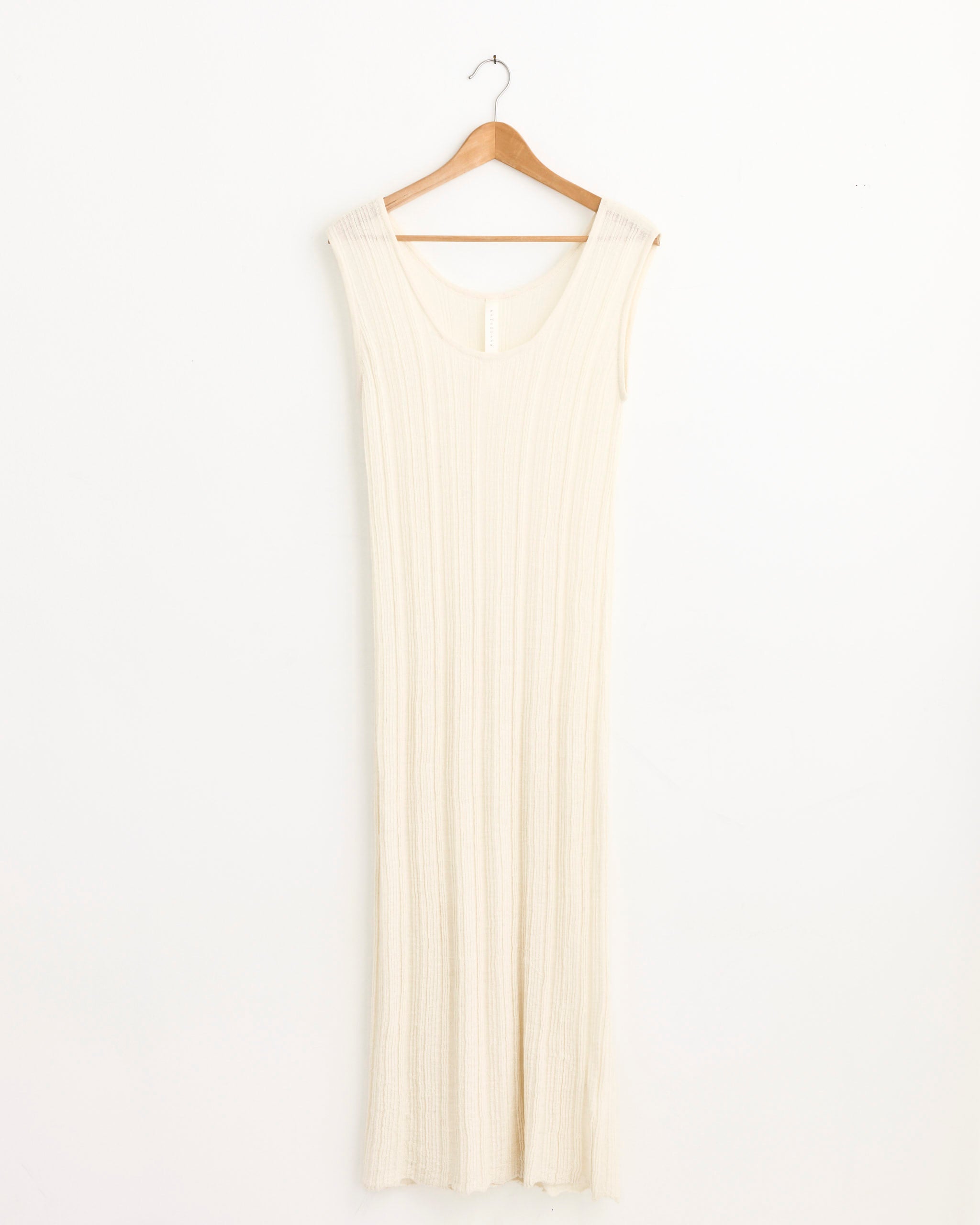 Plisse Tank Dress in Raw White