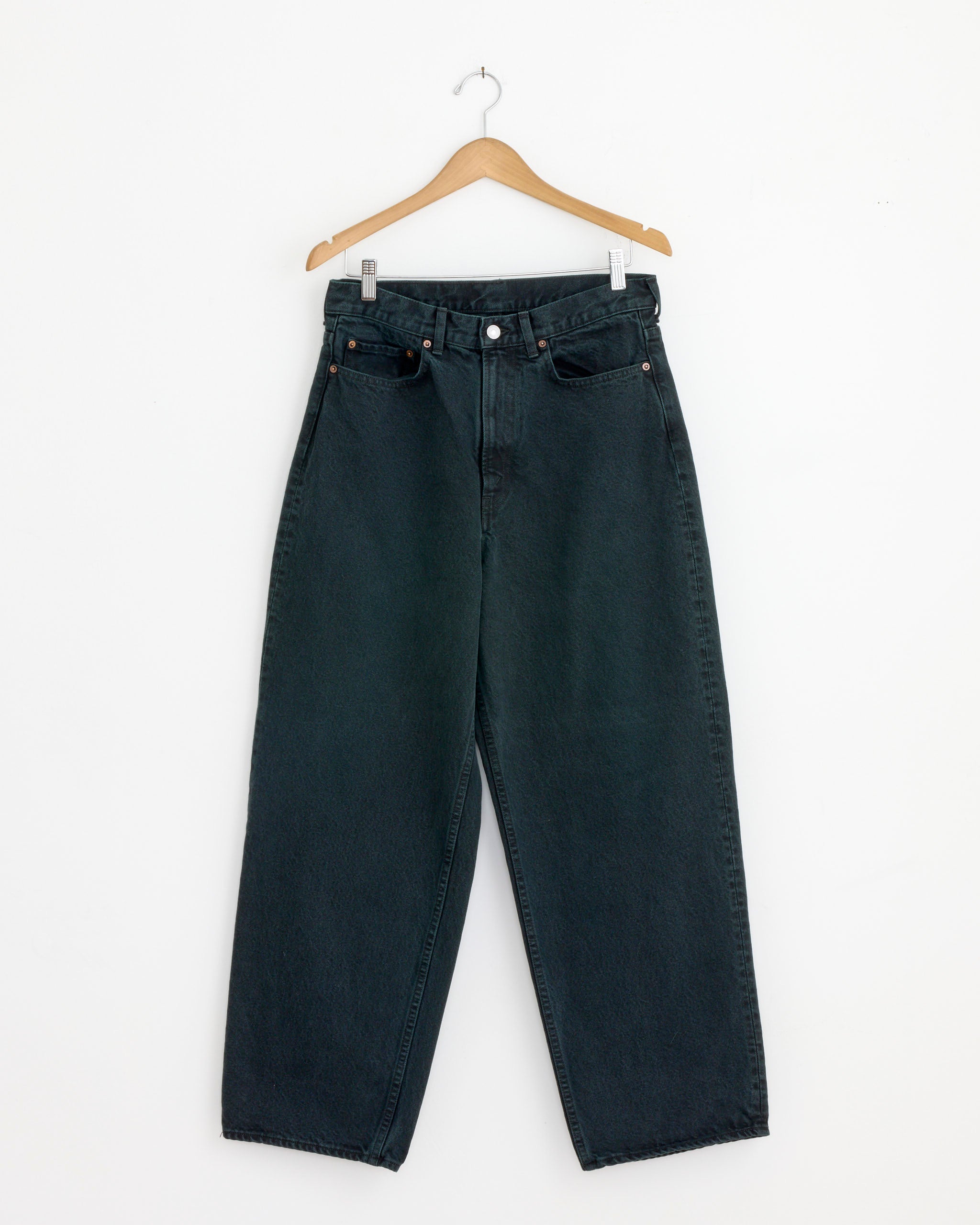 【A.PRESSE】 L30 Washed Denim Wide Pants Washed Wide Denim Pant in Black