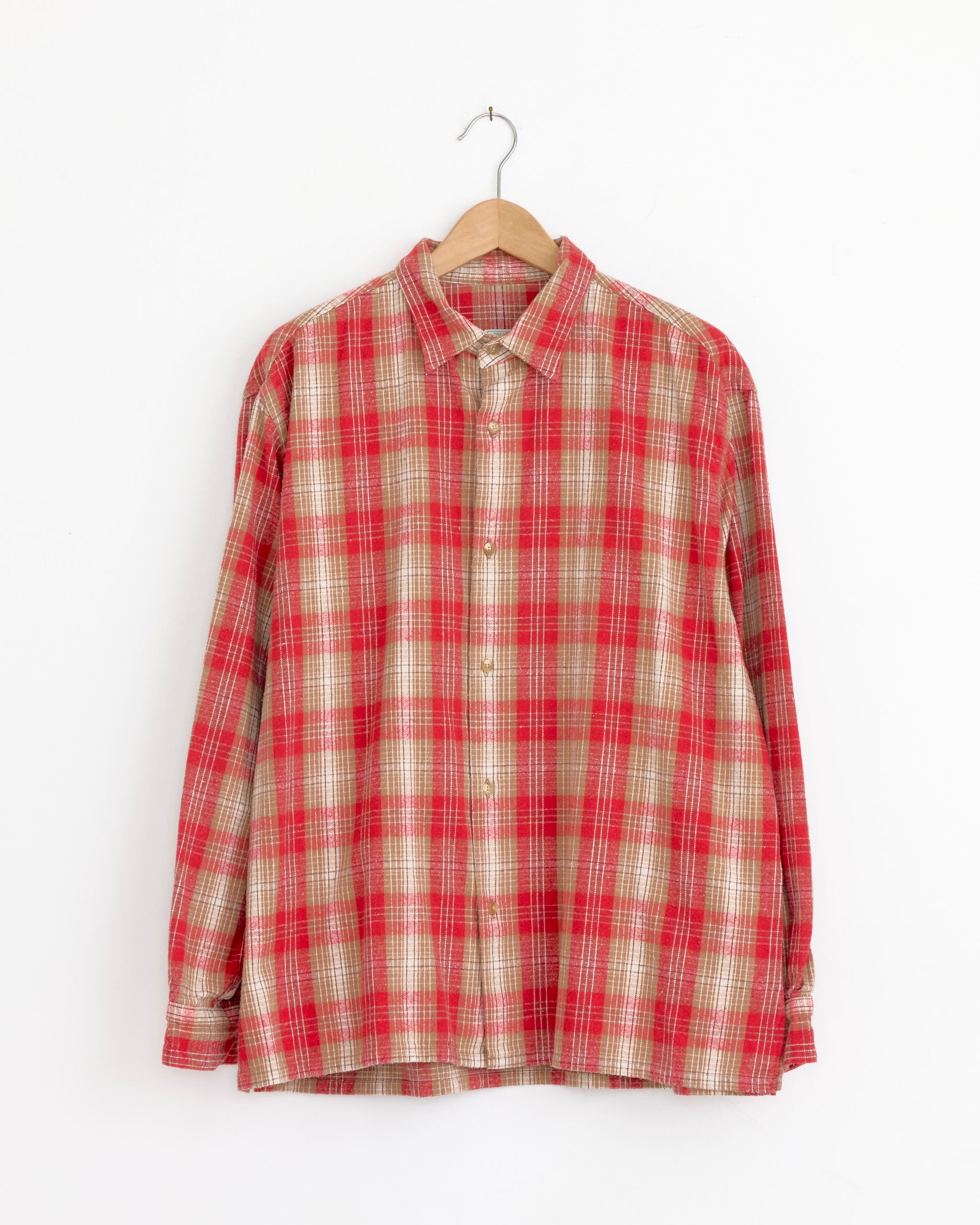 トップス a.presse Cotton Silk Nep Check Shirts Vintage Cotton Silk Nep Twill Check Shirt in Red