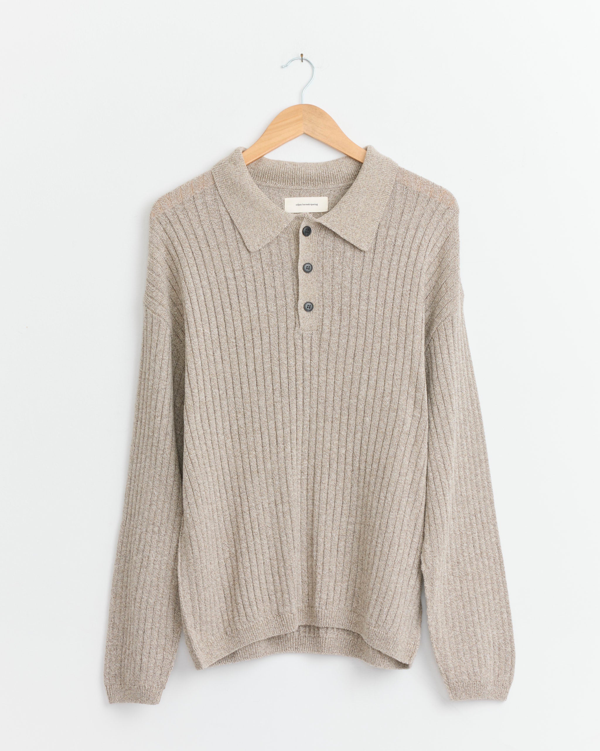 Digital Polo Knit in Oatmeal Grain