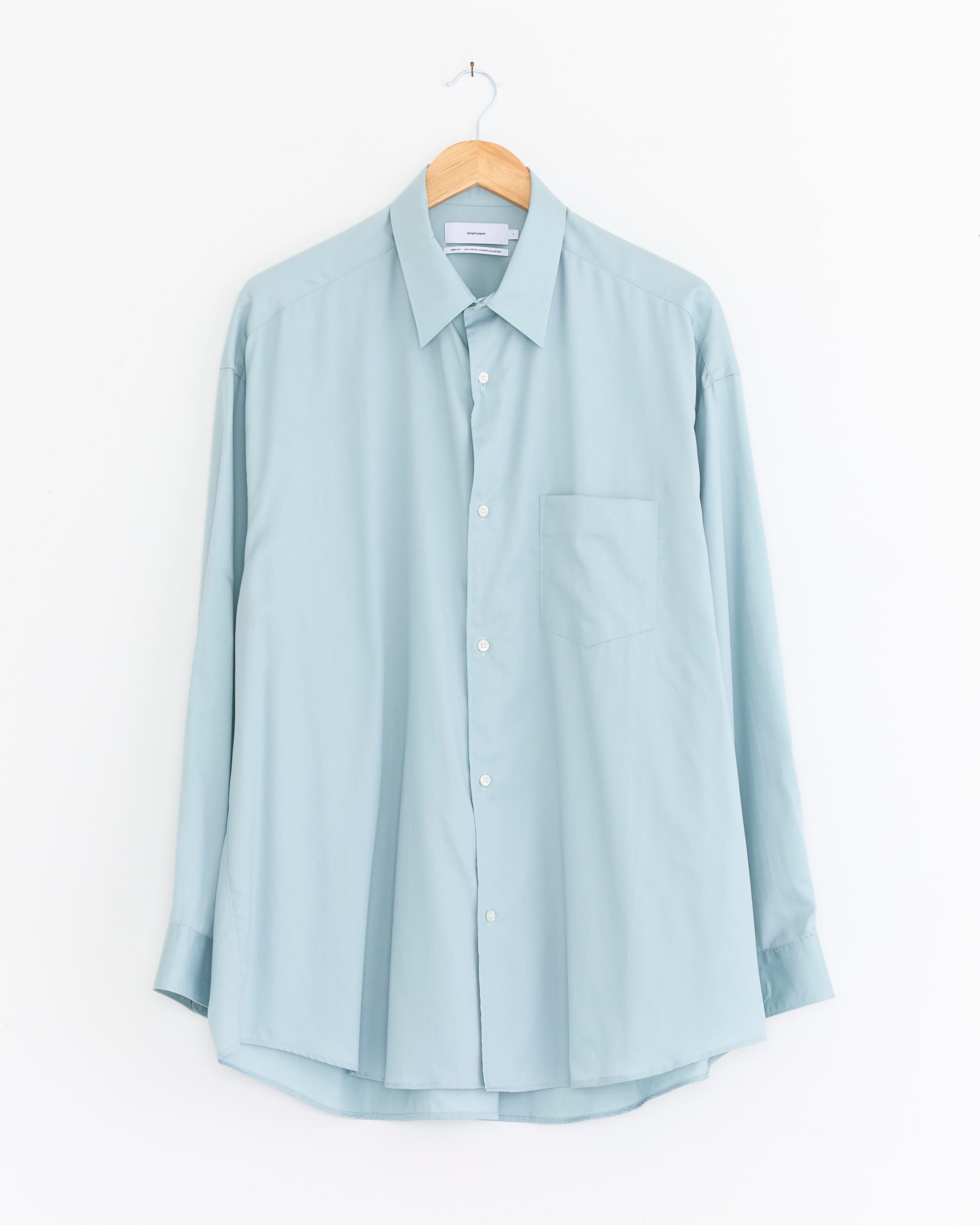Silicon Poplin Oversized Regular Collar Shirt in Smoked Blue