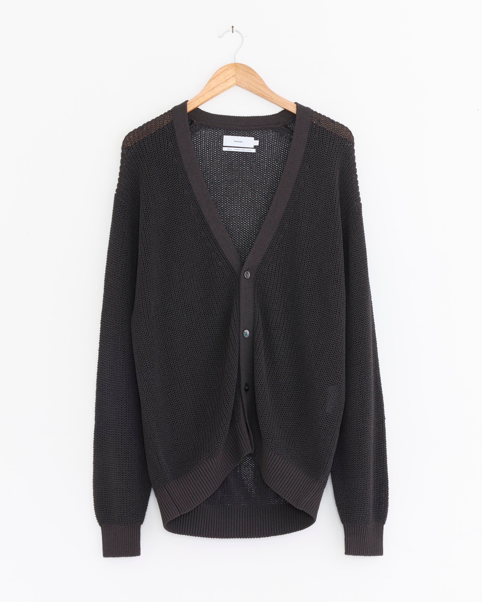 Coiled Wool Nylon Cardigan in Charcoal