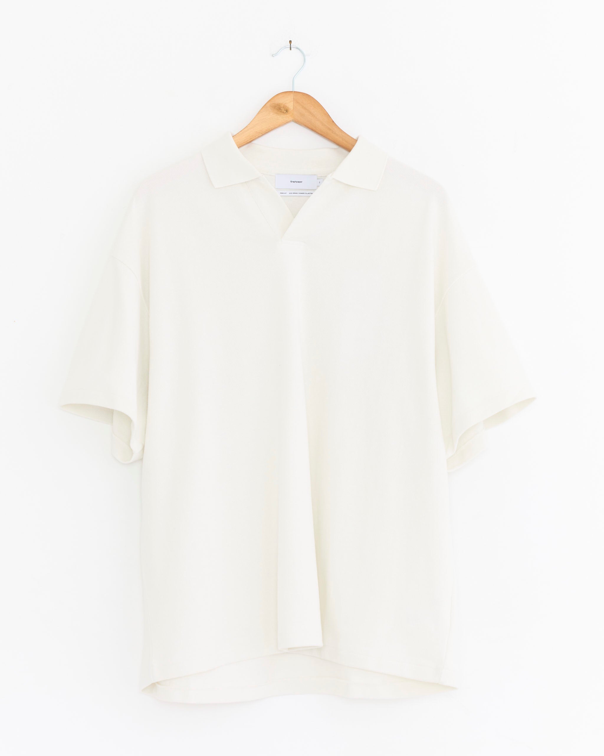 Cotton Pique Jersey Skipper Polo in Pearl White