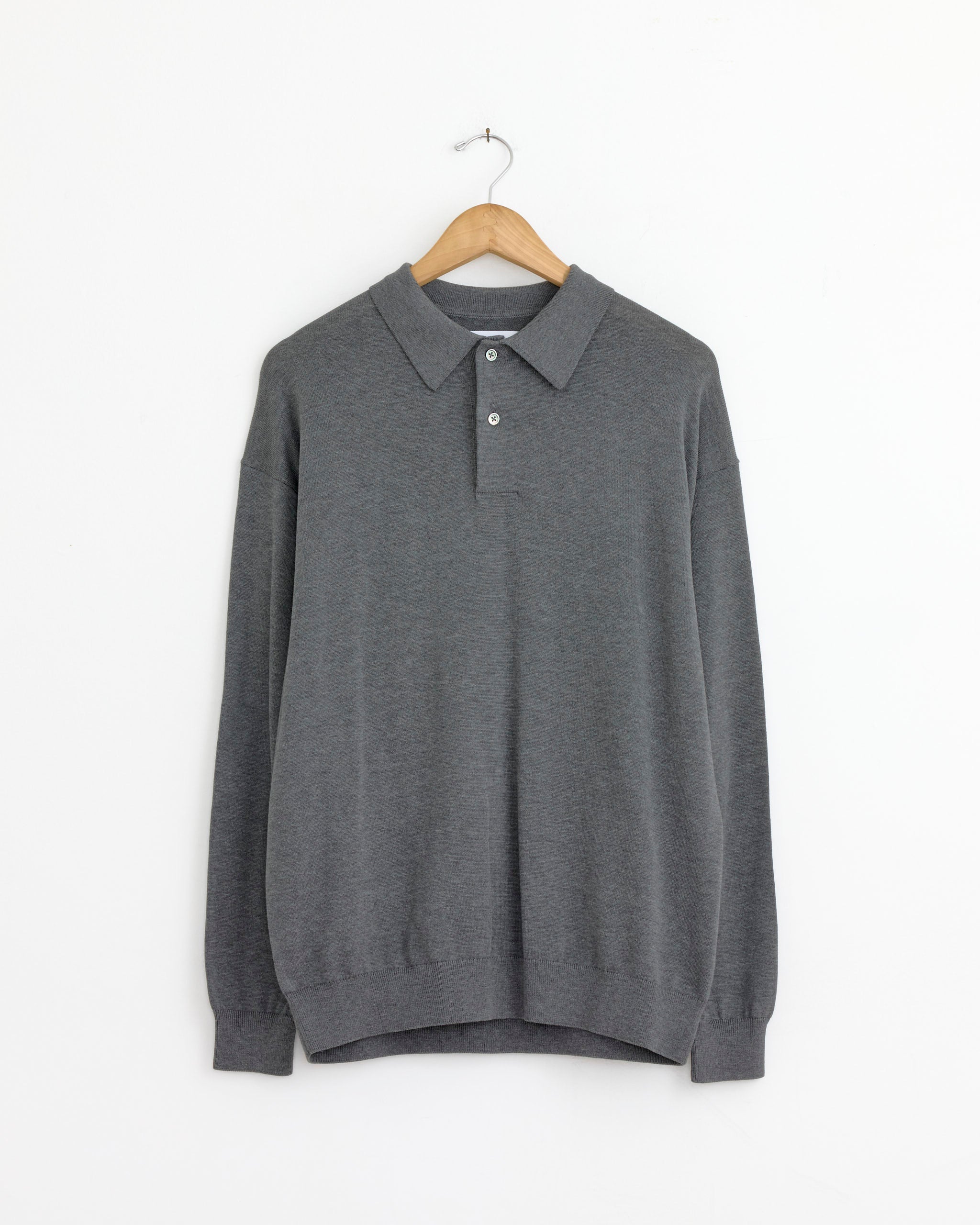 トップス Graphpaper High Gauge Knit polo Suvin High Gauge Knit Oversized Polo in Top Grey