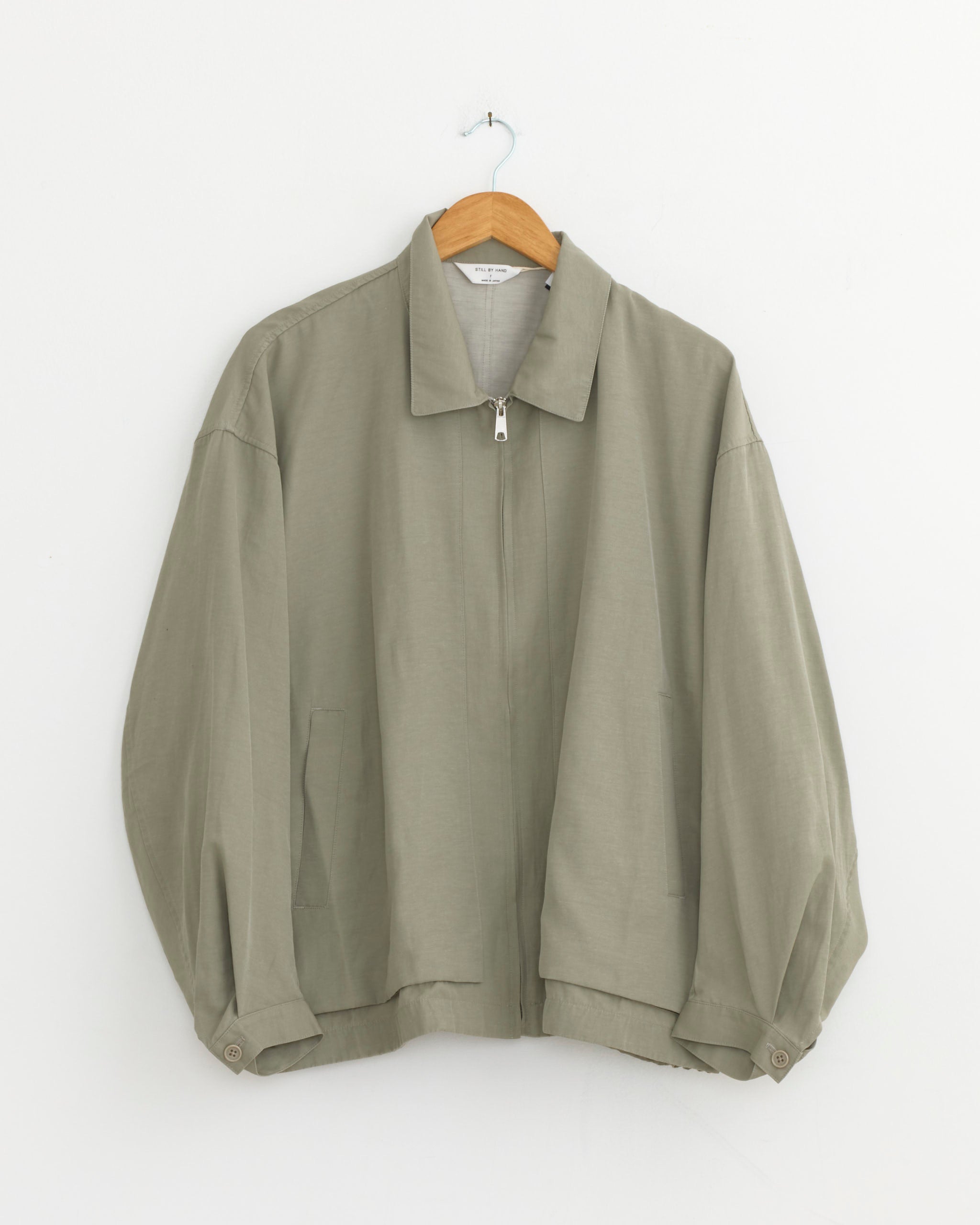 Pigment Print Zip Up Blouson in Sage